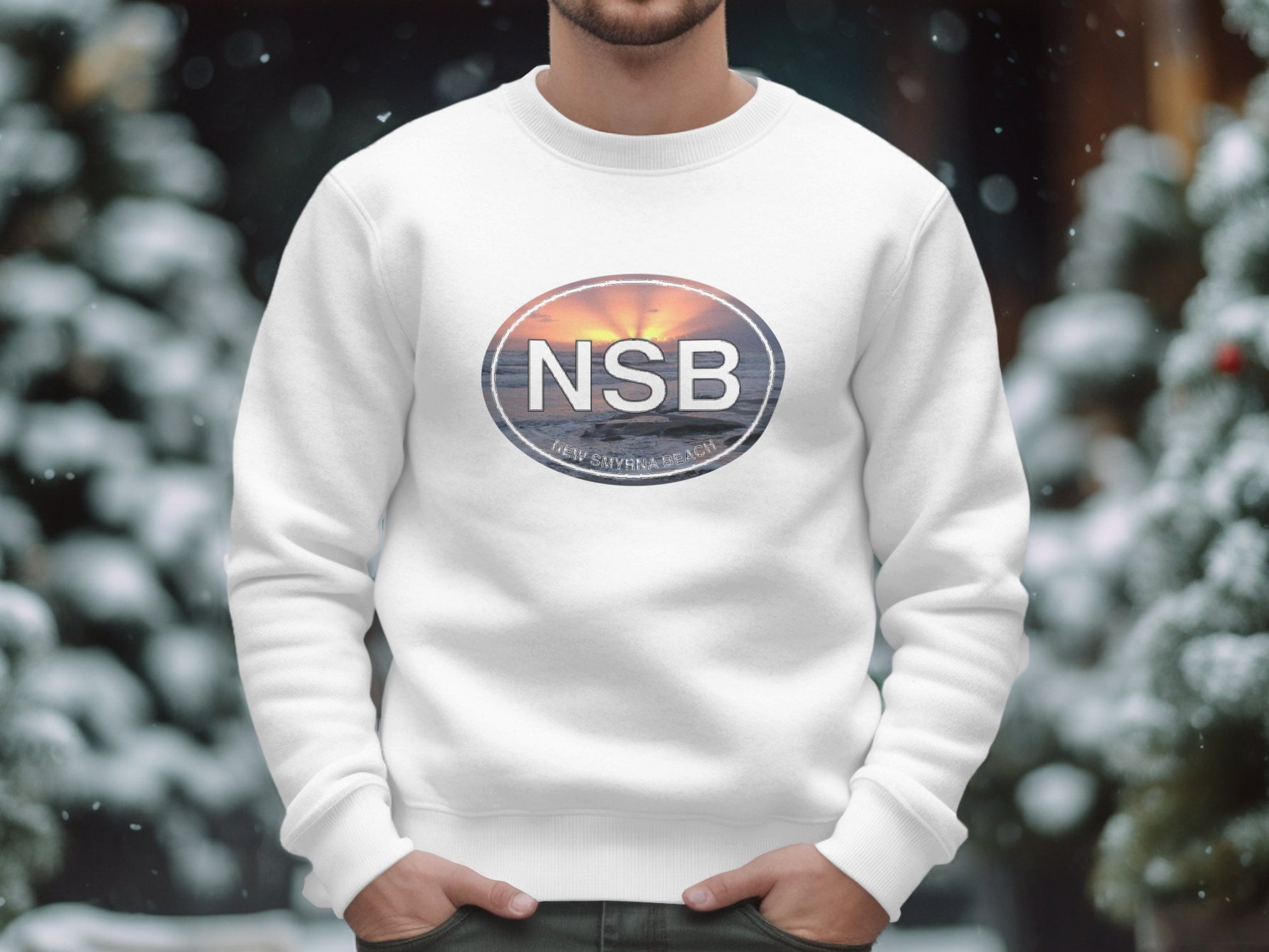 New Smyrna Beach Mens Sweatshirt White