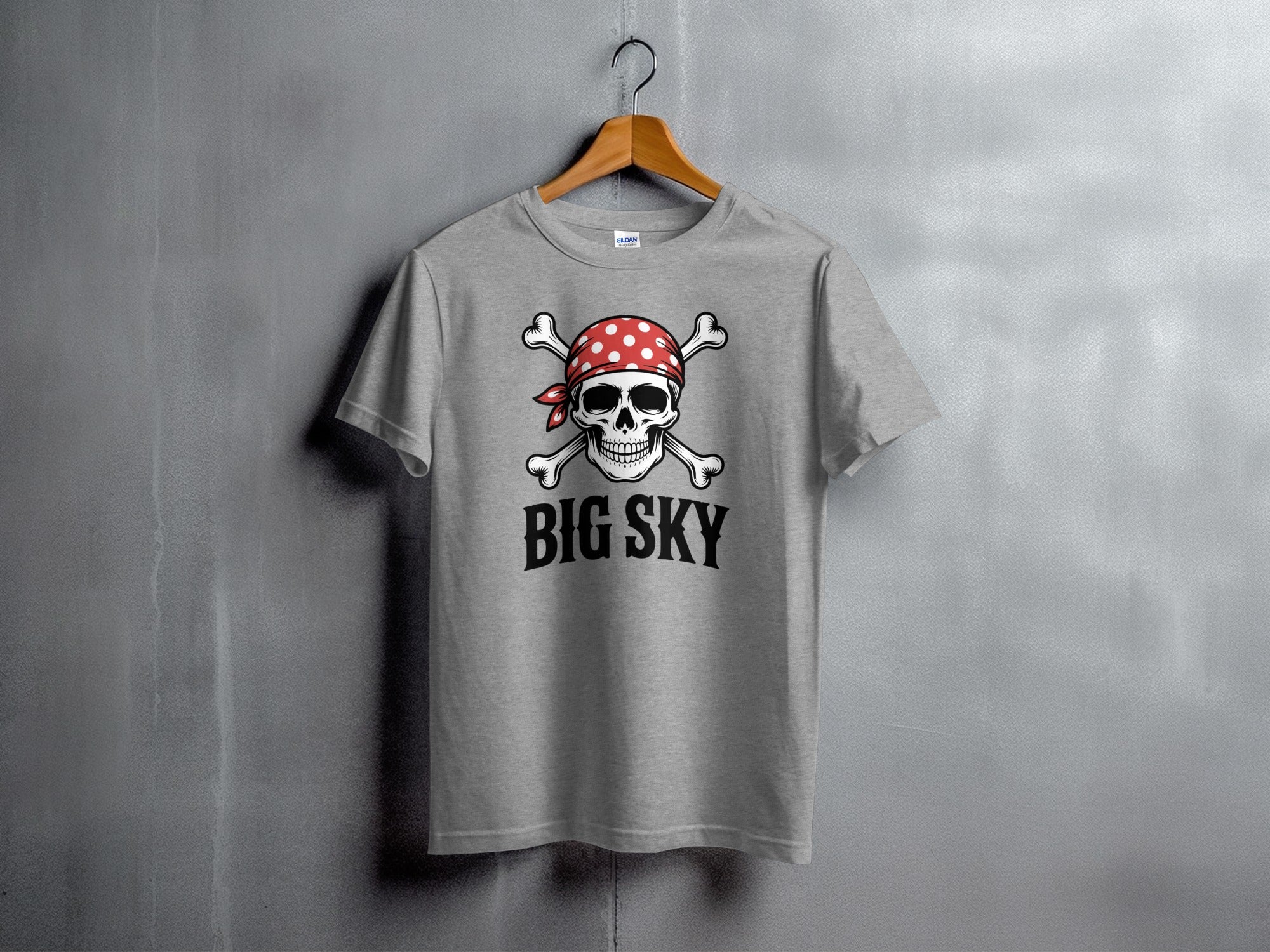 Big Sky Red Bandana Skull Graphic T-shirt product type