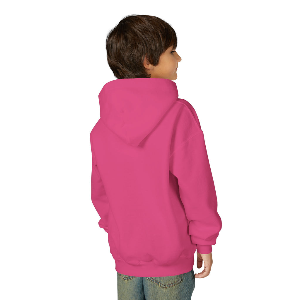 Maho Beach Landing Club Sint Maarten Gildan 18500B Youth Hoodie featuring the Maho Beach destination artwork, supplier product mockup