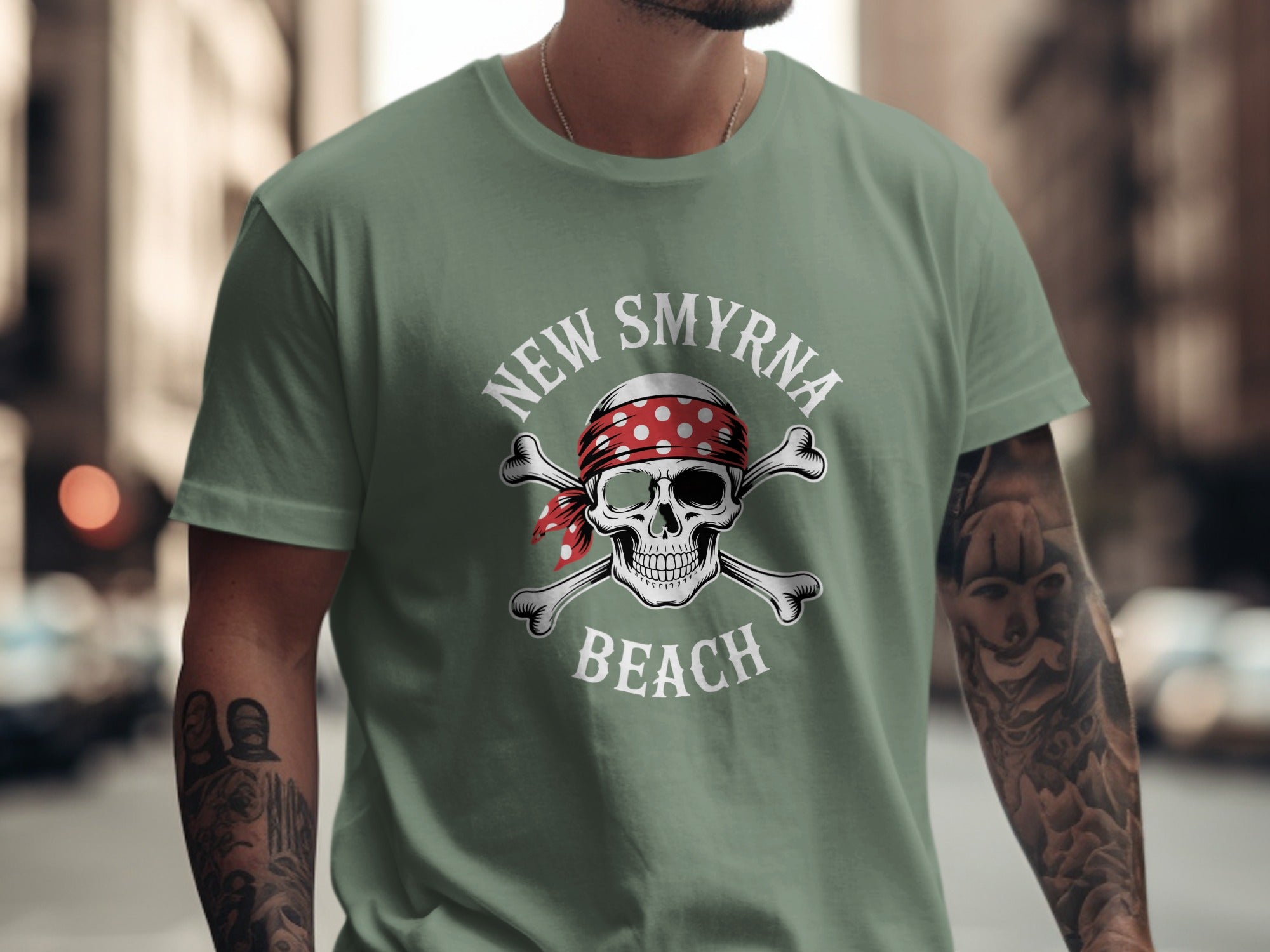 New Smyrna Beach Skull Pirate T-Shirt product type