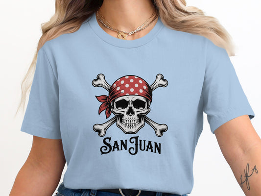 San Juan Skull with Bandana Graphic T-shirt product