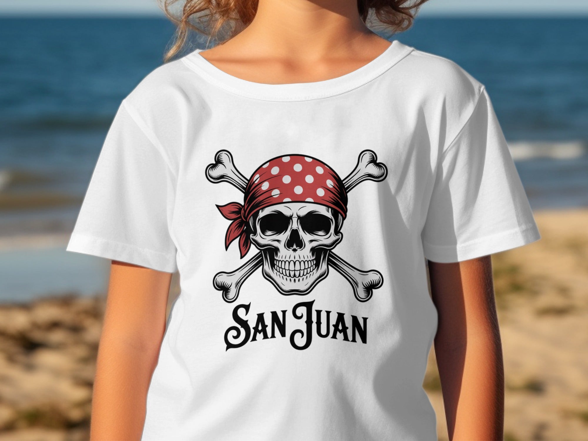 San Juan Skull and Crossbones Pirate T-Shirt product type
