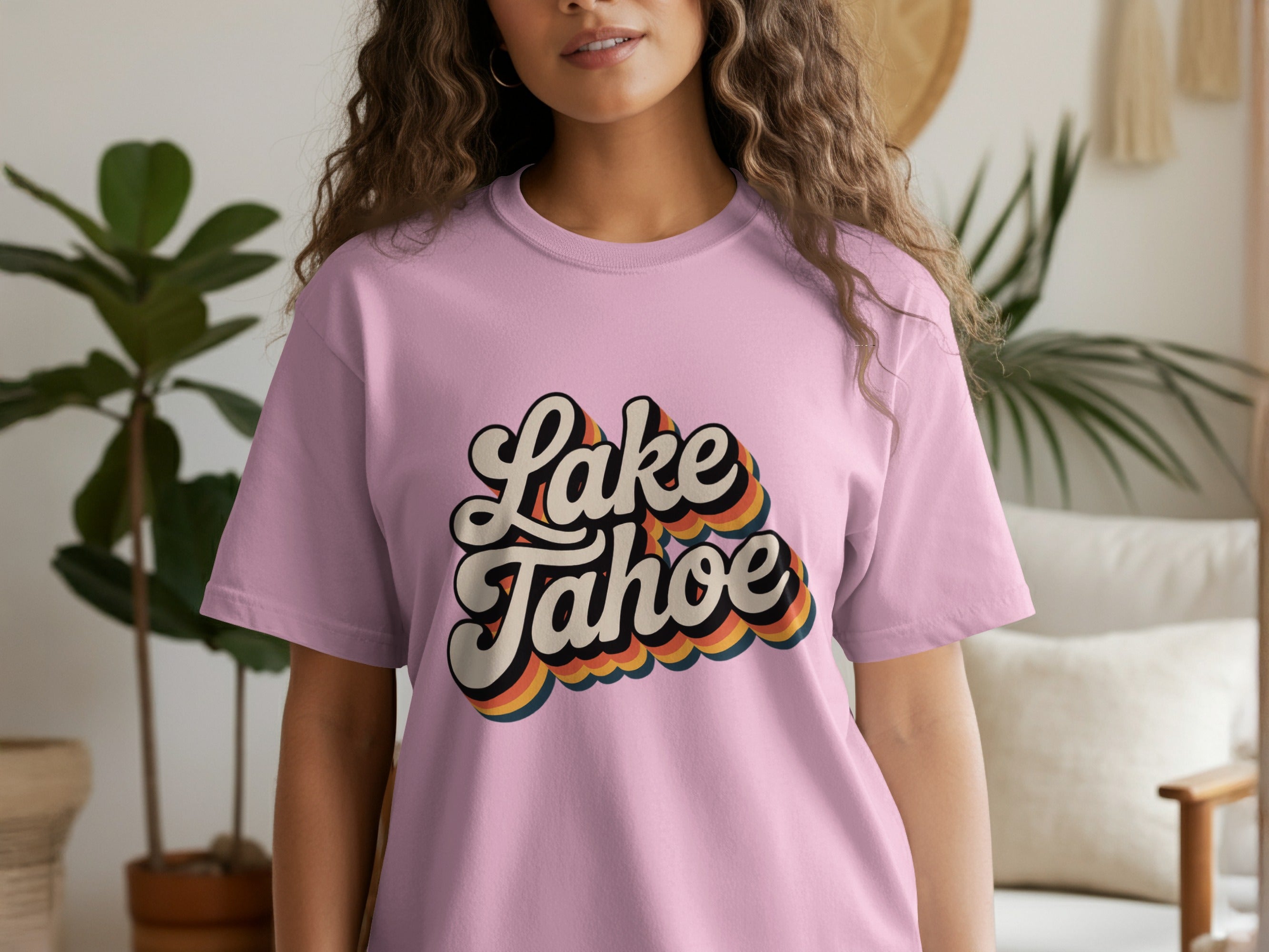 Graphic Lake Tahoe Design Pink T-shirt product type