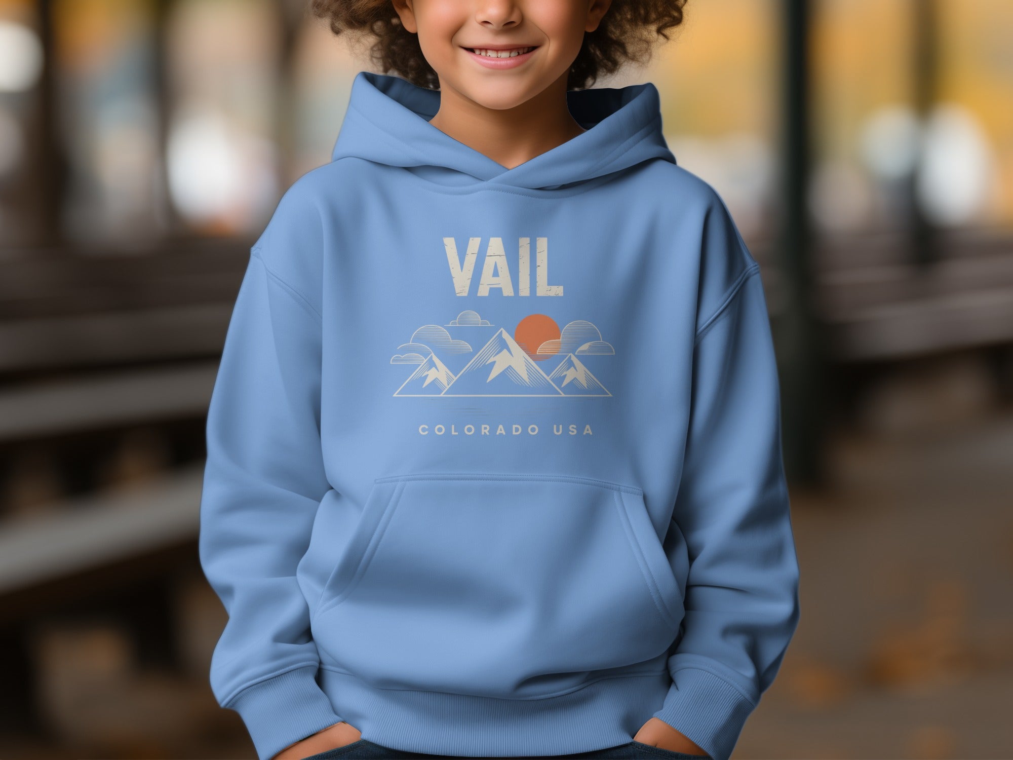 Vail Colorado USA Mountains Design Blue Hoodie product