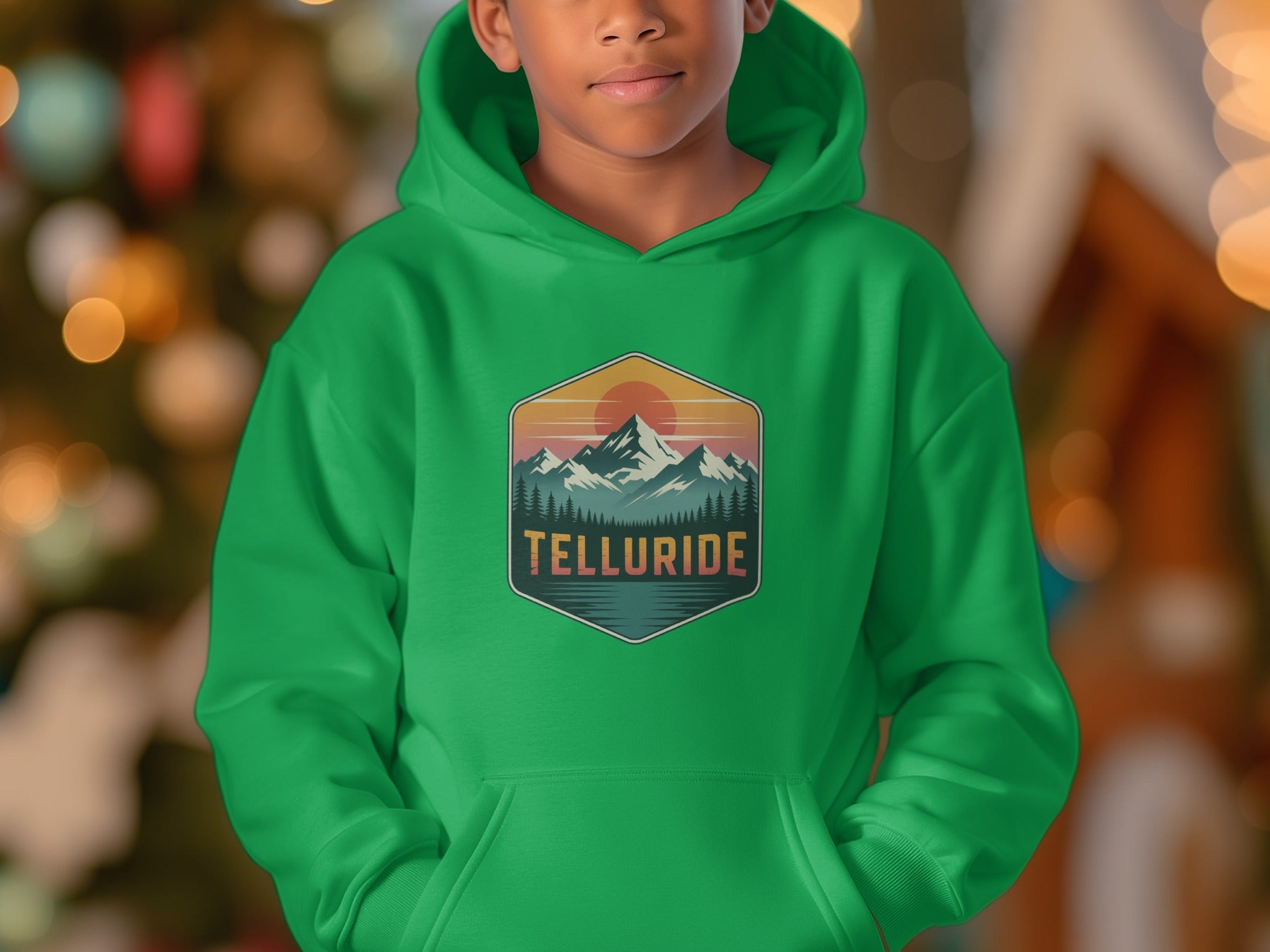 Telluride Mountain Graphic Green Hoodie product