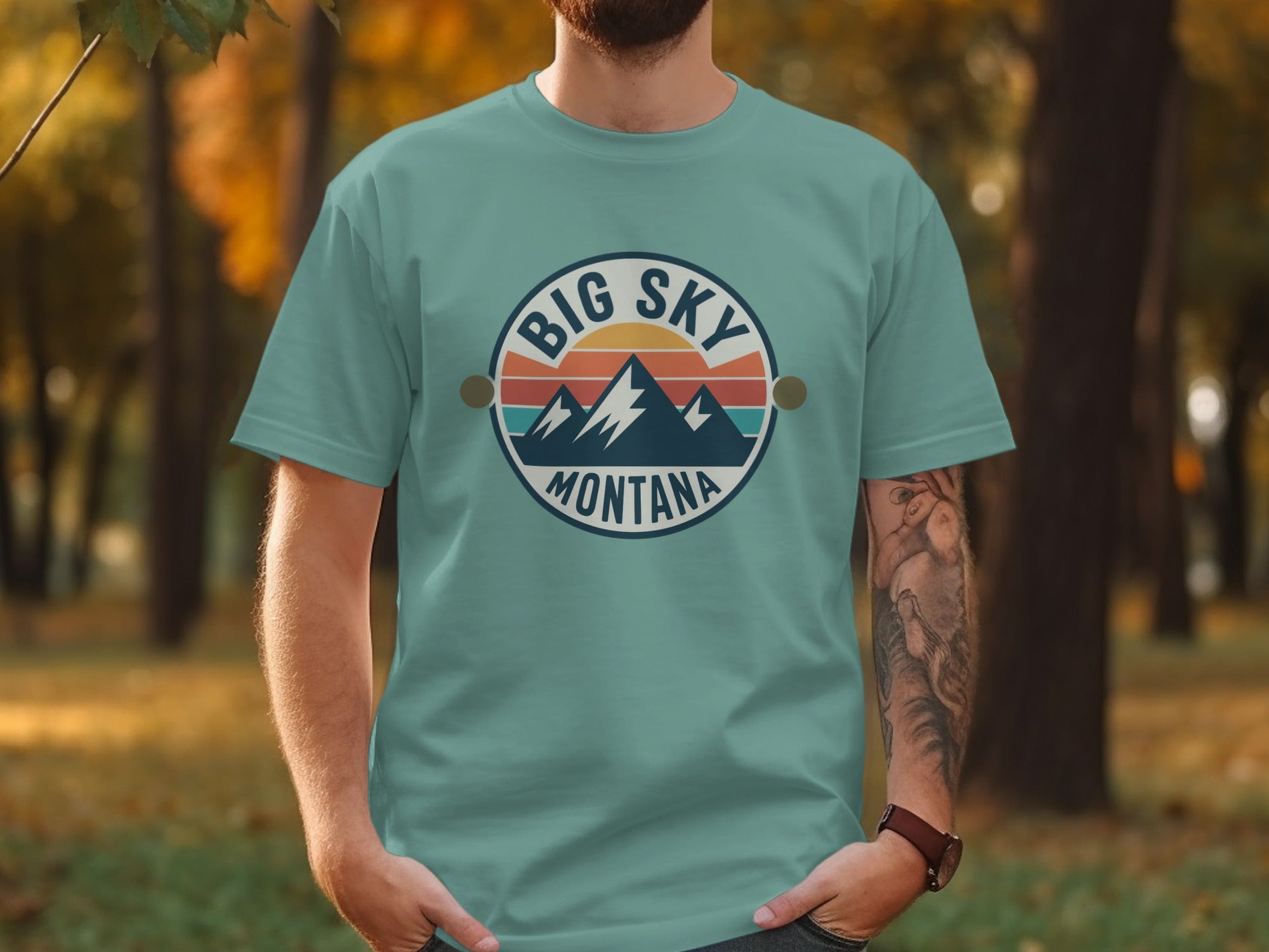Big Sky Montana Graphic Tee Scenic Mountain Design