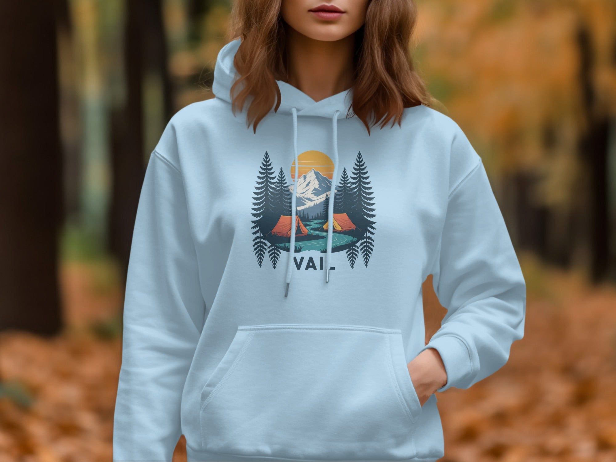 Vail Mountain Scene Autumn Trees Graphic Hoodie product