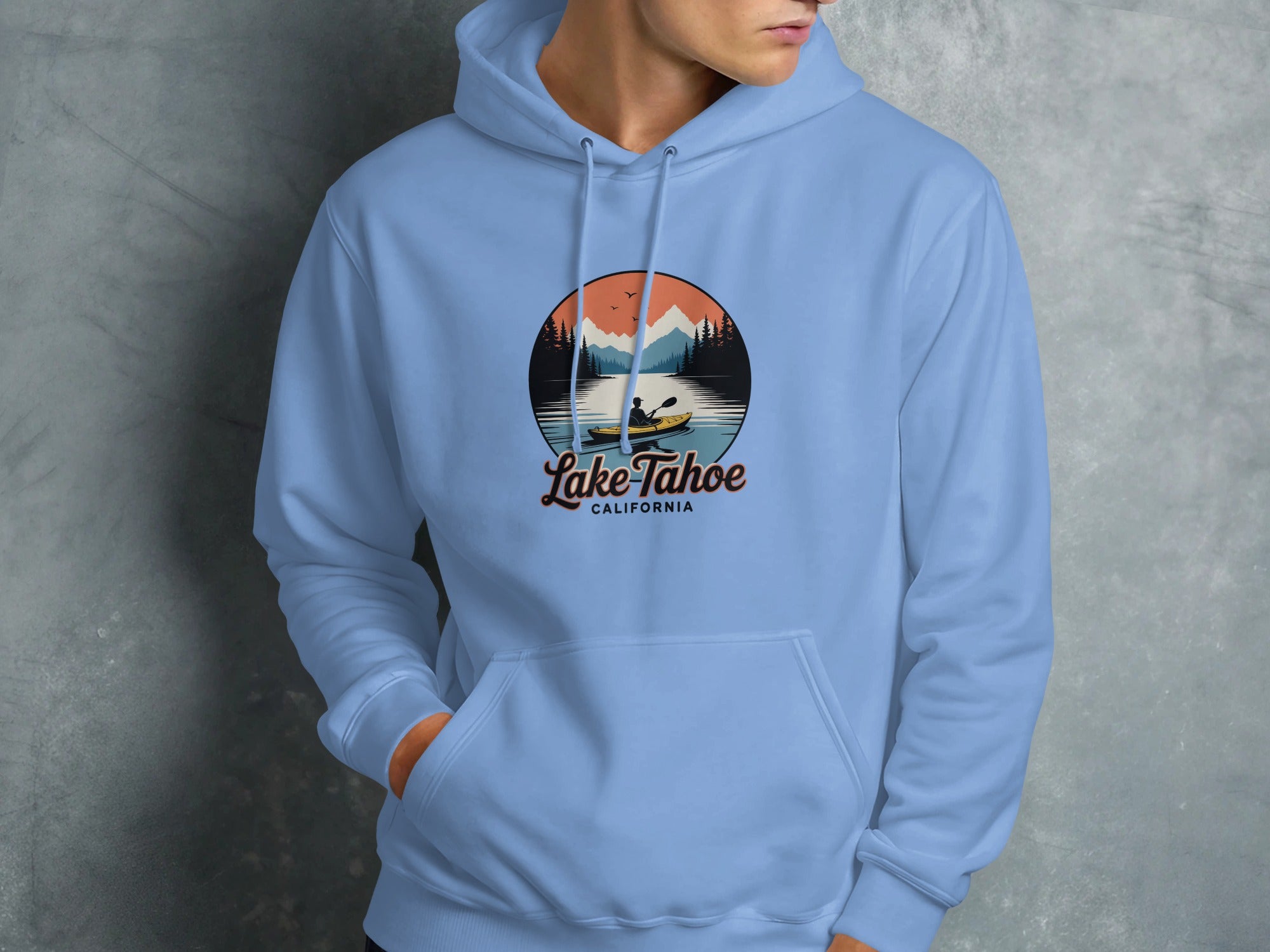 Lake Tahoe California Hoodie with Scenic Lake Graphic