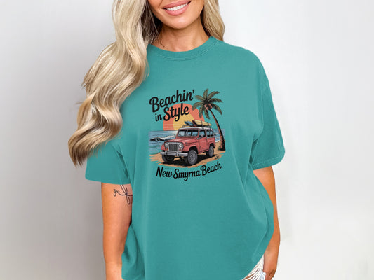 Beachin' in Style New Smyrna Beach Graphic T-shirt product type