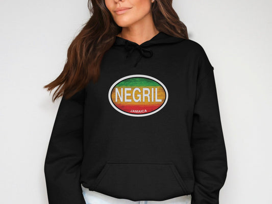 Negril  Oval Logo Vacation Travel Hoodie Gift Souvenir Black