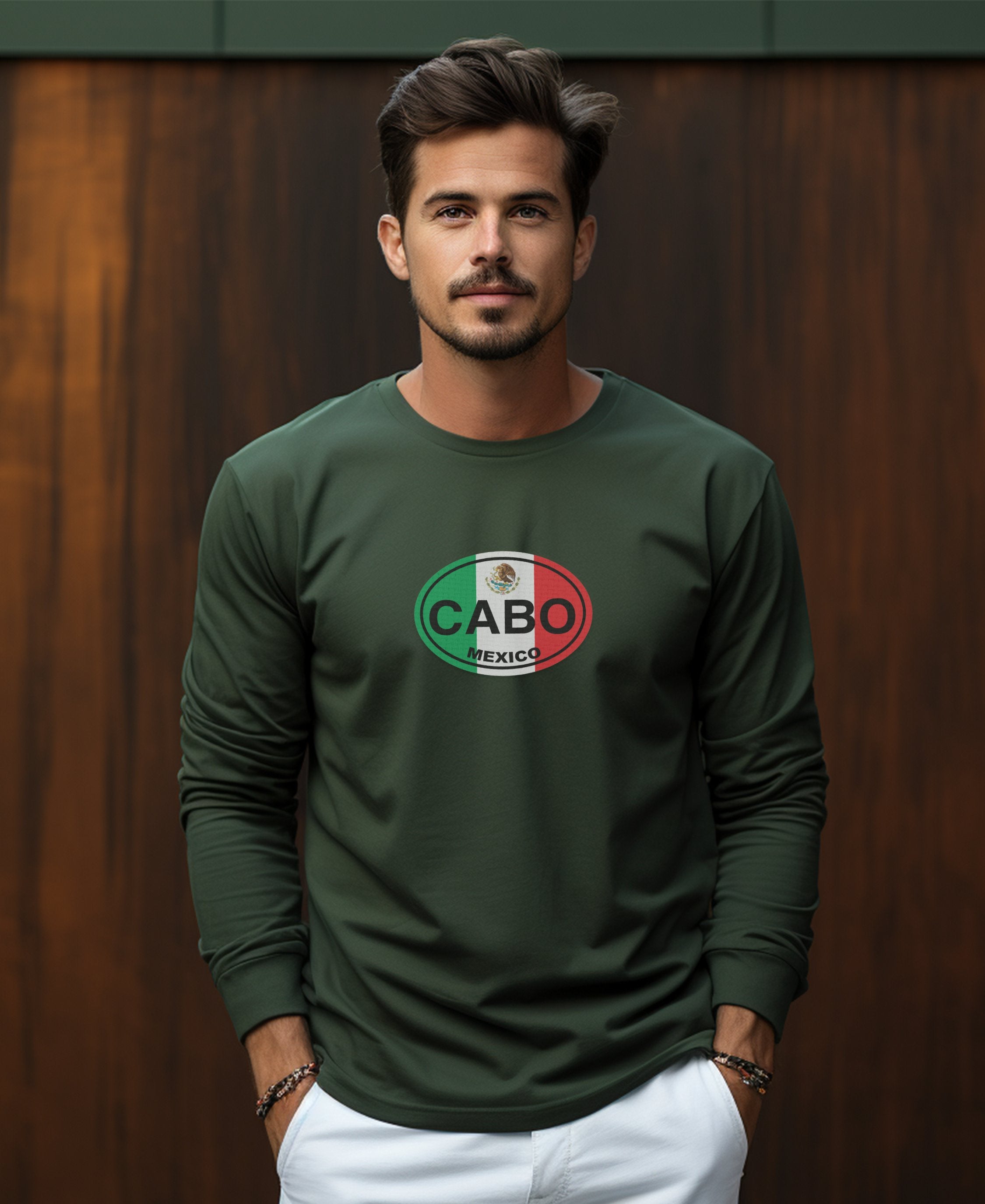 Cabo Famous Arch and Sport Fishing Tournaments Mens Long Sleeve T Shirt