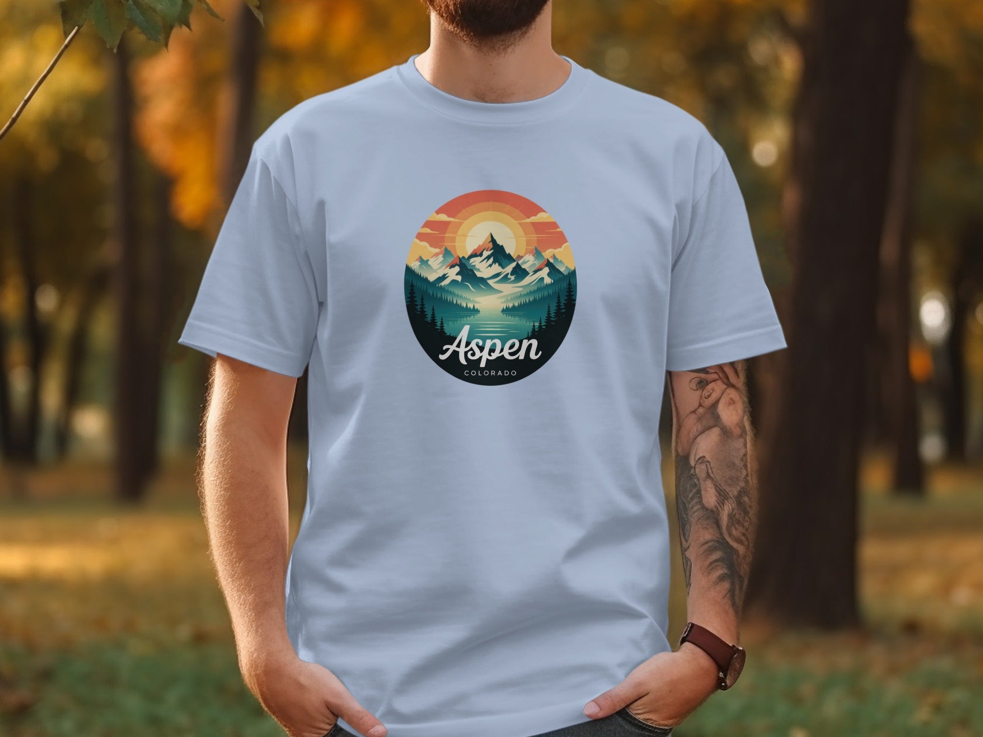 Aspen Colorado Mountain Scene Design T-Shirts product