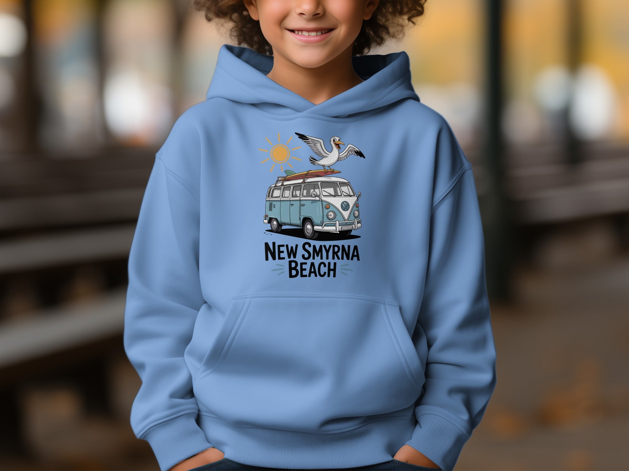 New Smyrna Beach VW Bus Hoodie Cool Casual Kids product type