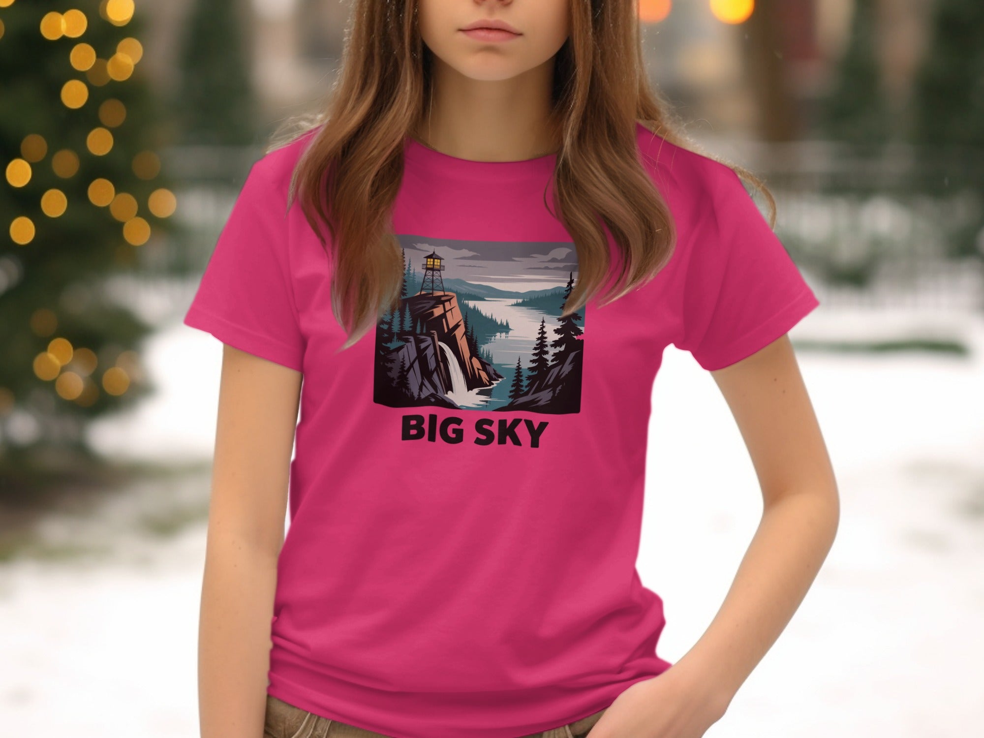 Big Sky Scenic Graphic Design T-Shirt