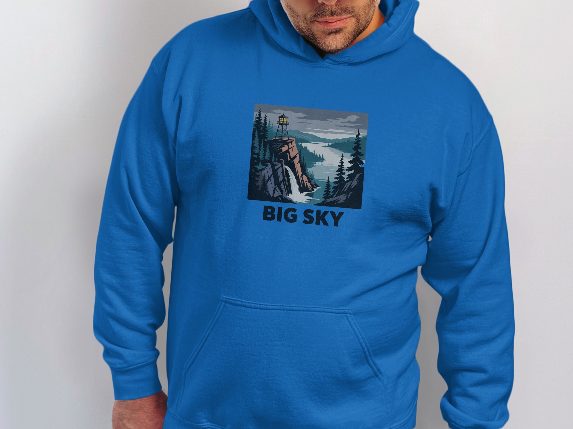 Big Sky Graphic Print Blue Hoodie Product