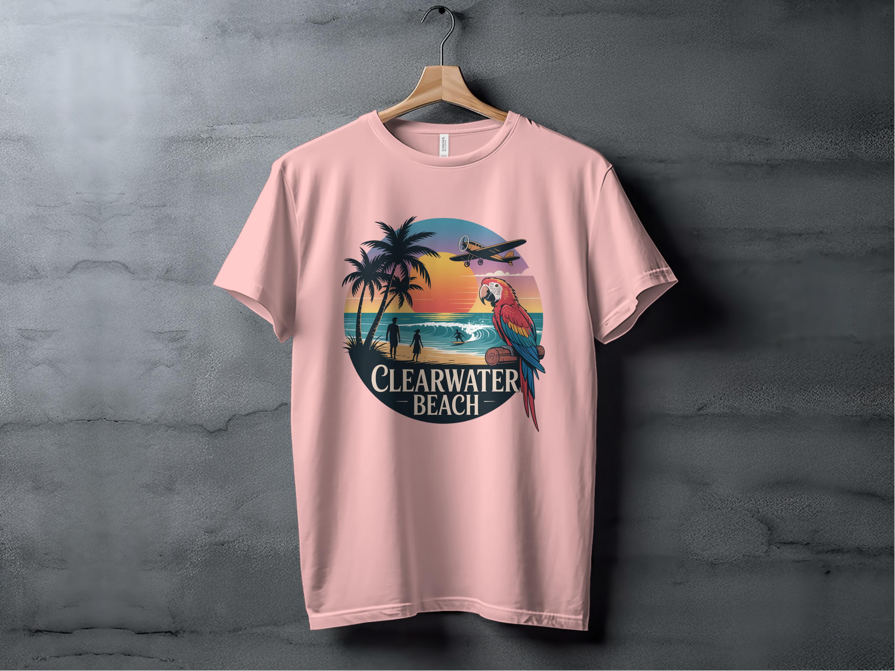 Clearwater Beach Parrot and Plane Graphic T-Shirt product