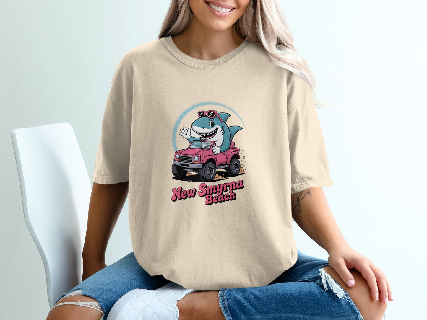 New Smyrna Beach Shark Driving Graphic Tee product