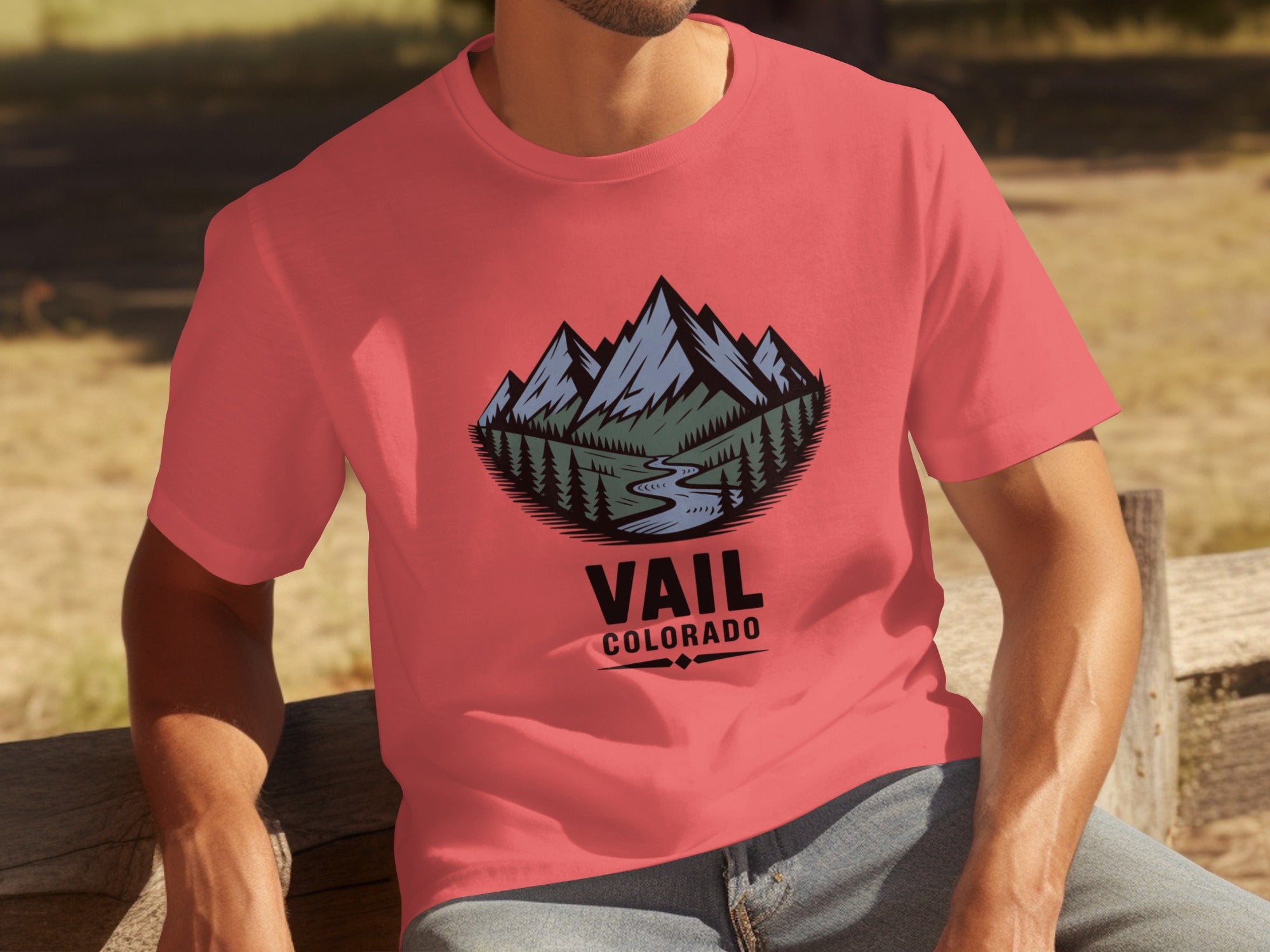 Vail Colorado Mountain Graphic Pink T-shirt product type