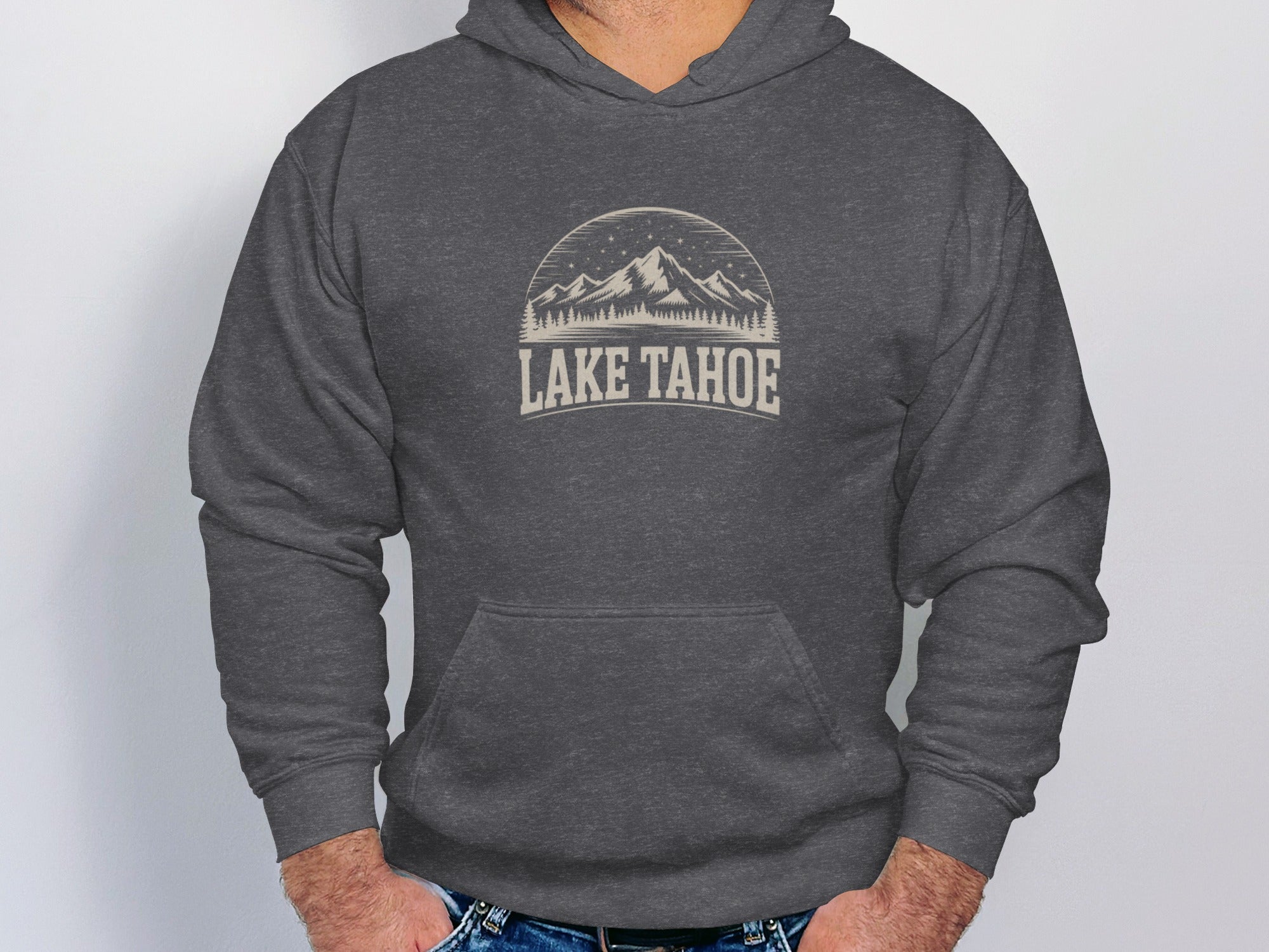 Lake Tahoe Mountain Hoodie with Front Design Print