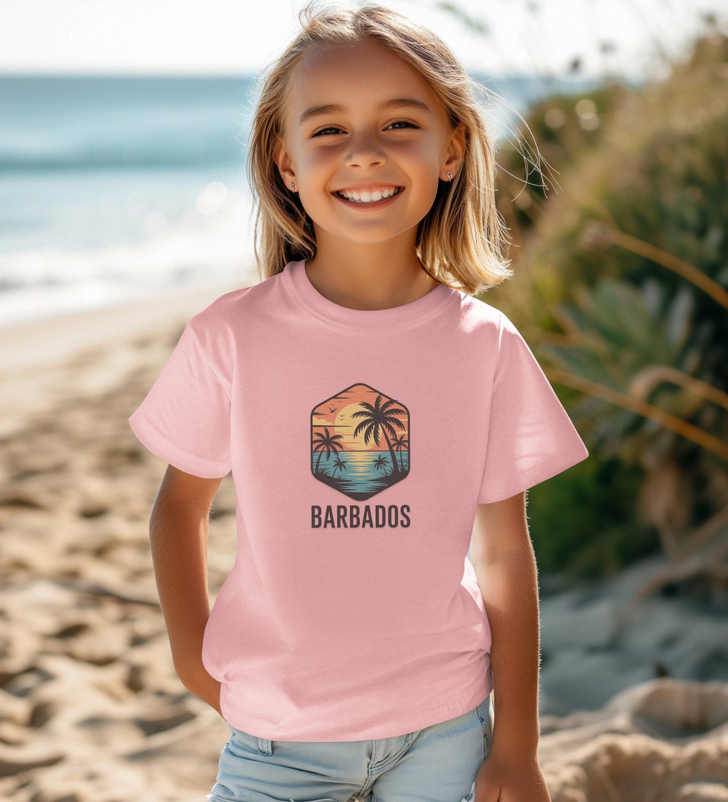 Kids Pink Barbados Graphic T-Shirt beachwear product