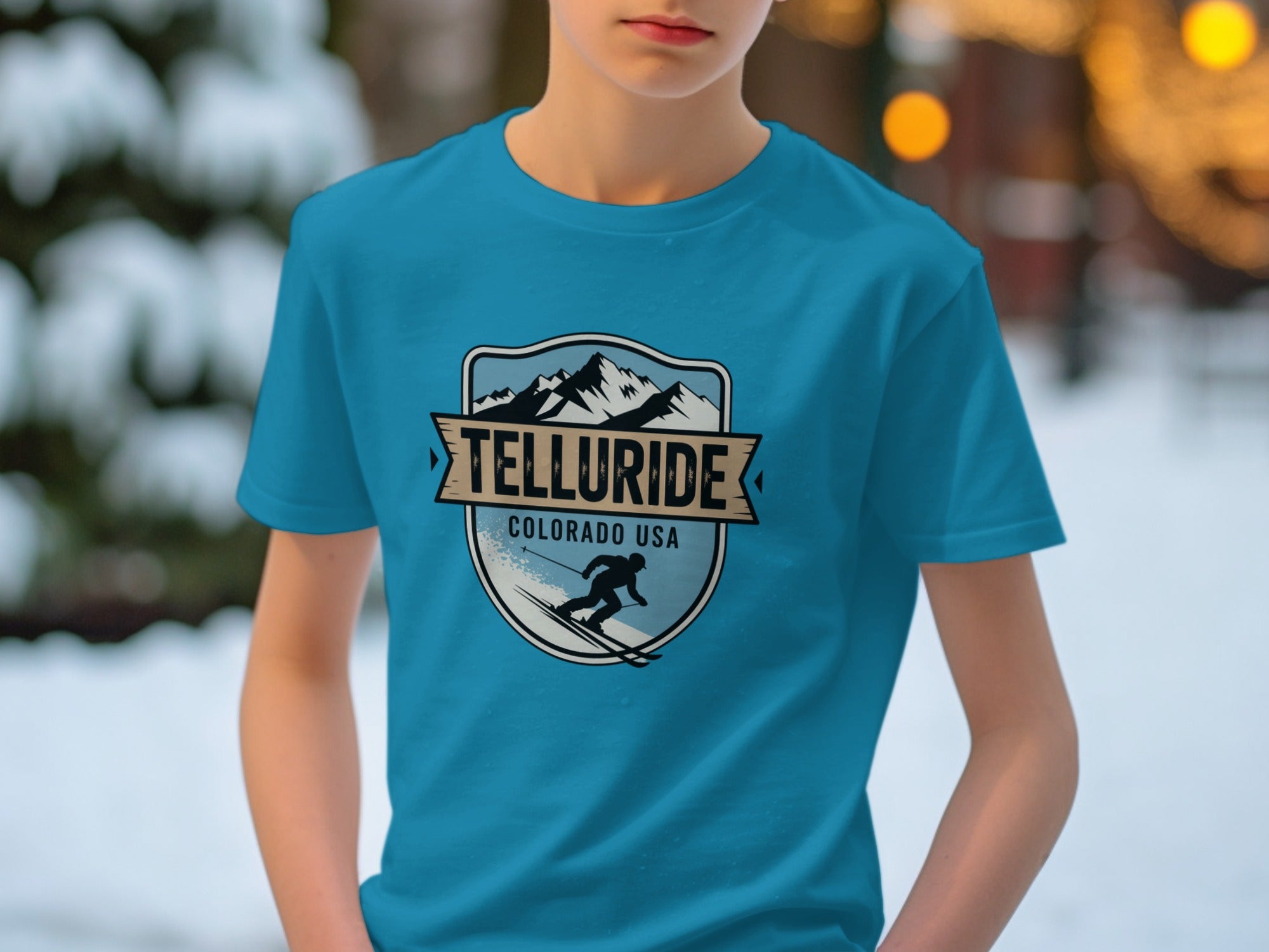 Telluride Colorado USA Skiing Graphic Design T-Shirt