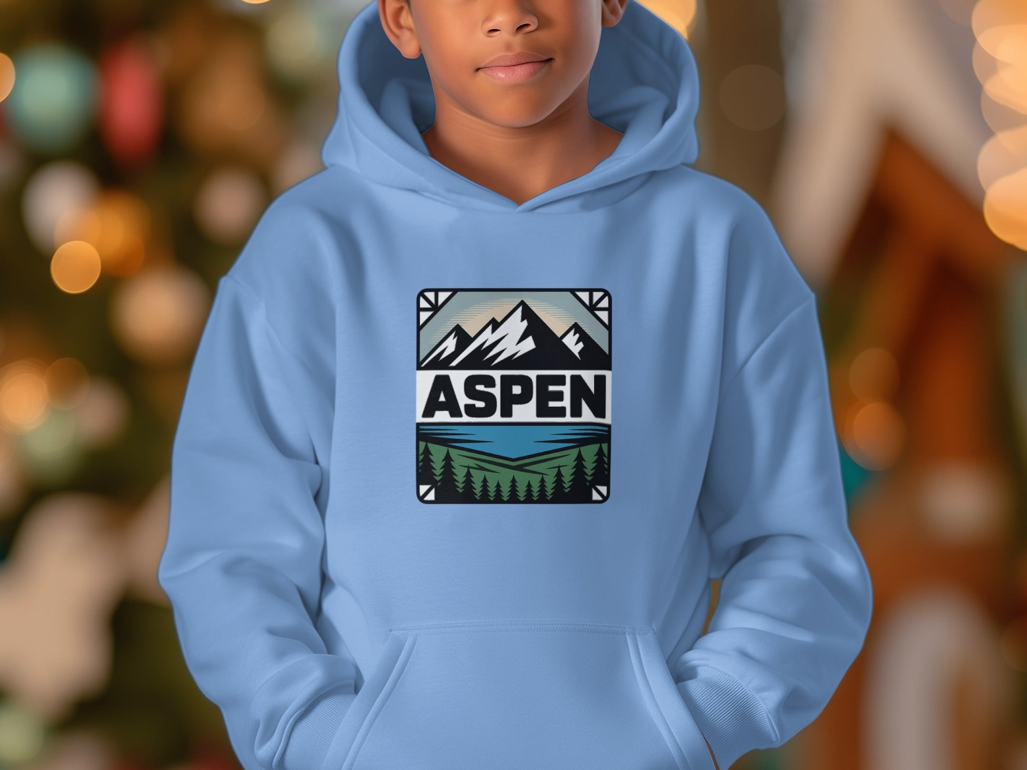 Aspen Hoodie with Mountain and Forest Design