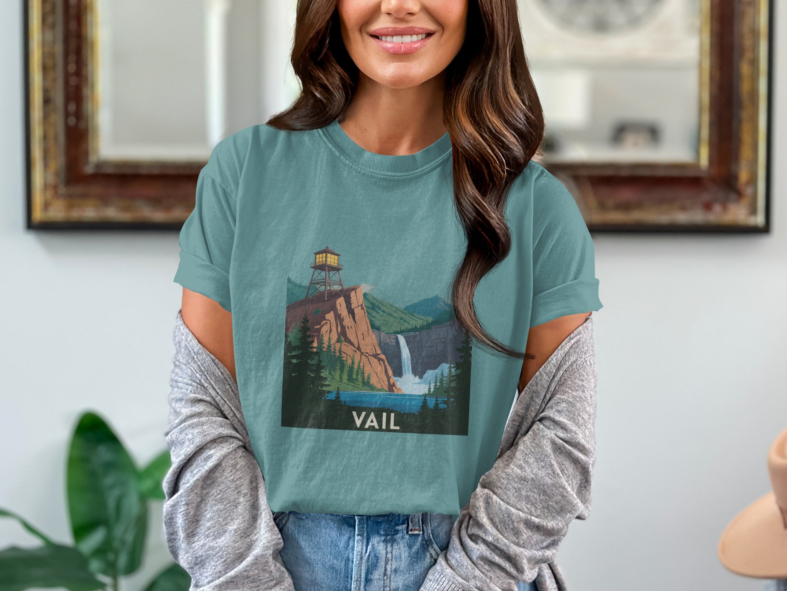 Scenic Vail Waterfall Graphic Design T-shirt product type