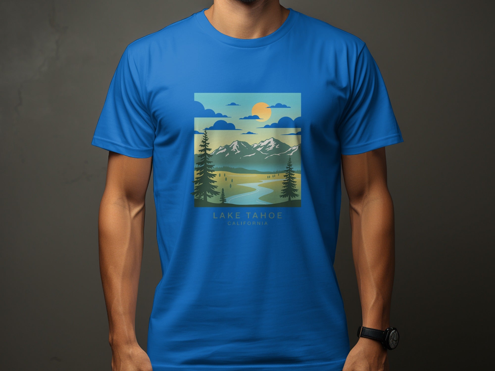 Lake Tahoe Sunset Graphic Blue T-shirt product type