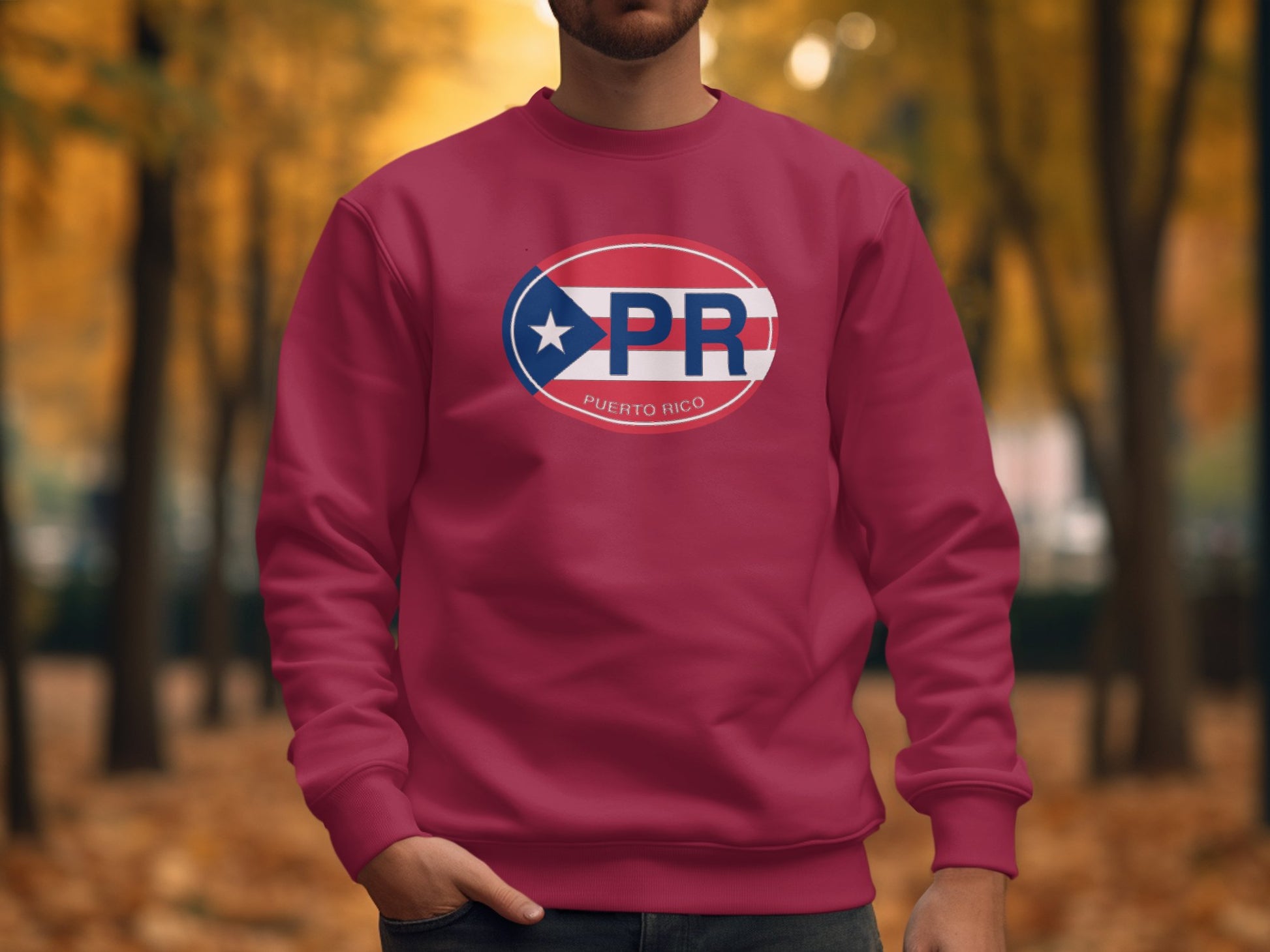 Puerto Rico Mens Sweatshirt Garnet