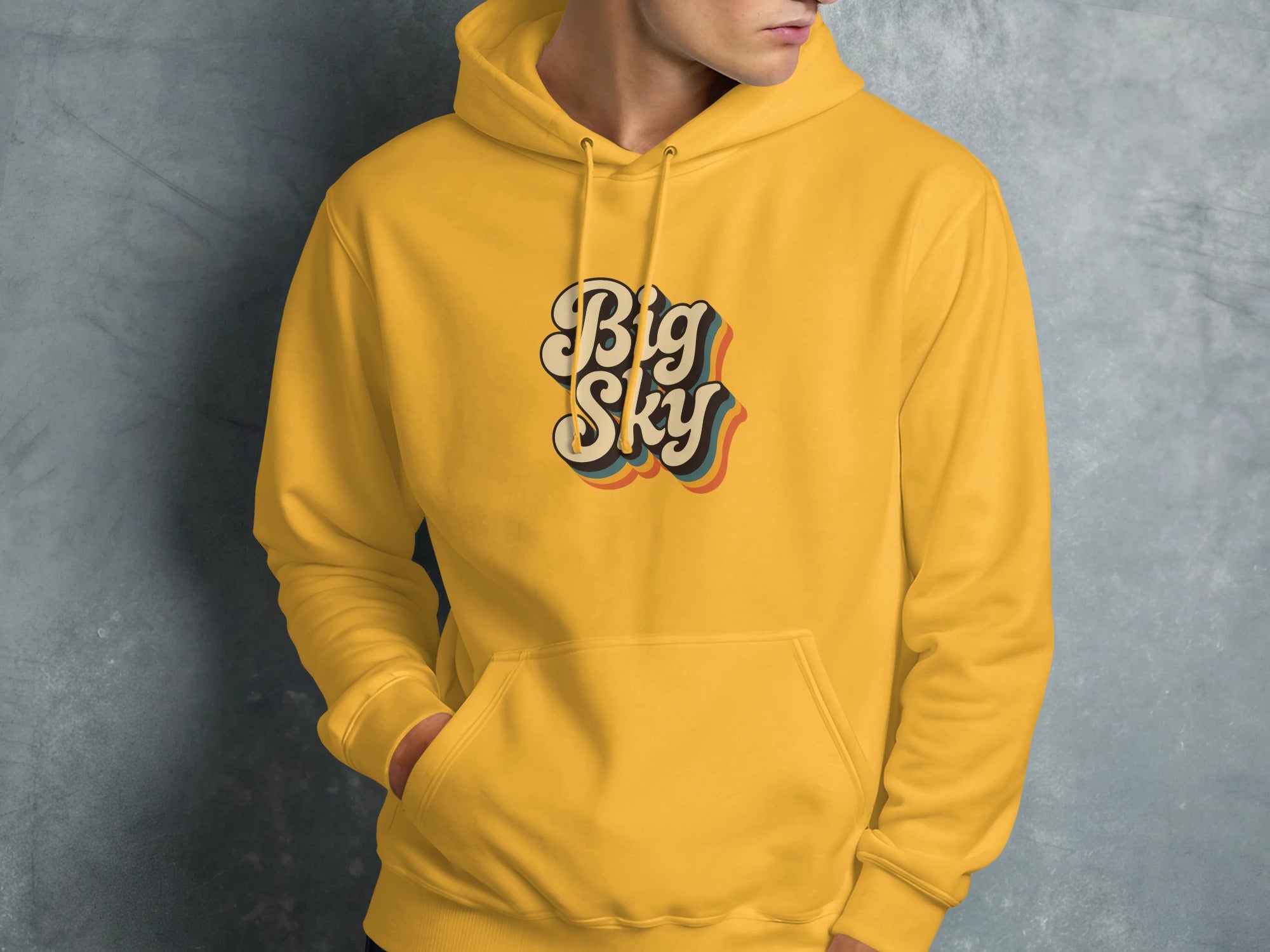 Big Sky Graphic Design Yellow Hoodie
