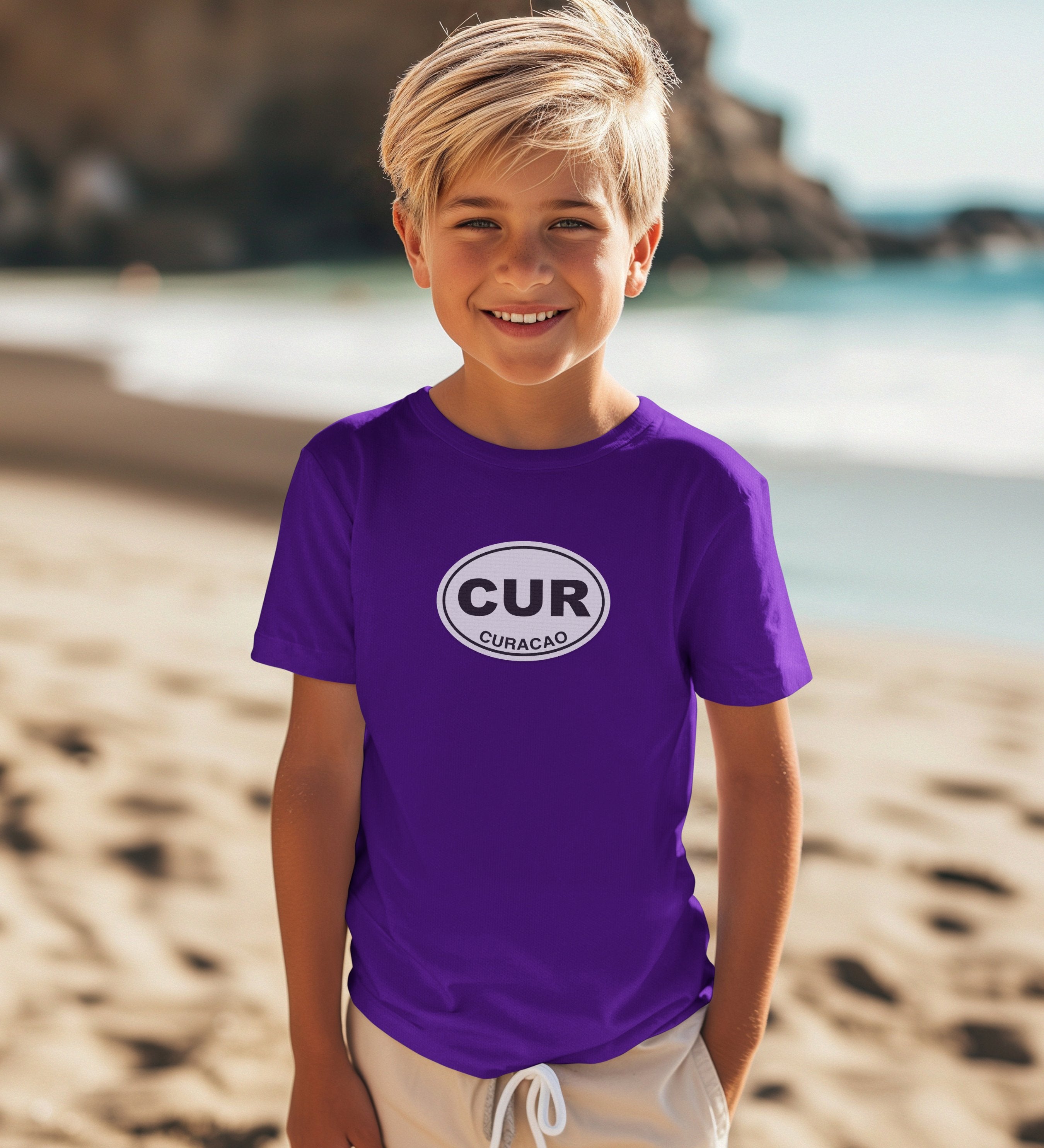 Curacao gift for posing by the colorful Handelskade youth clothing and travel souvenirs