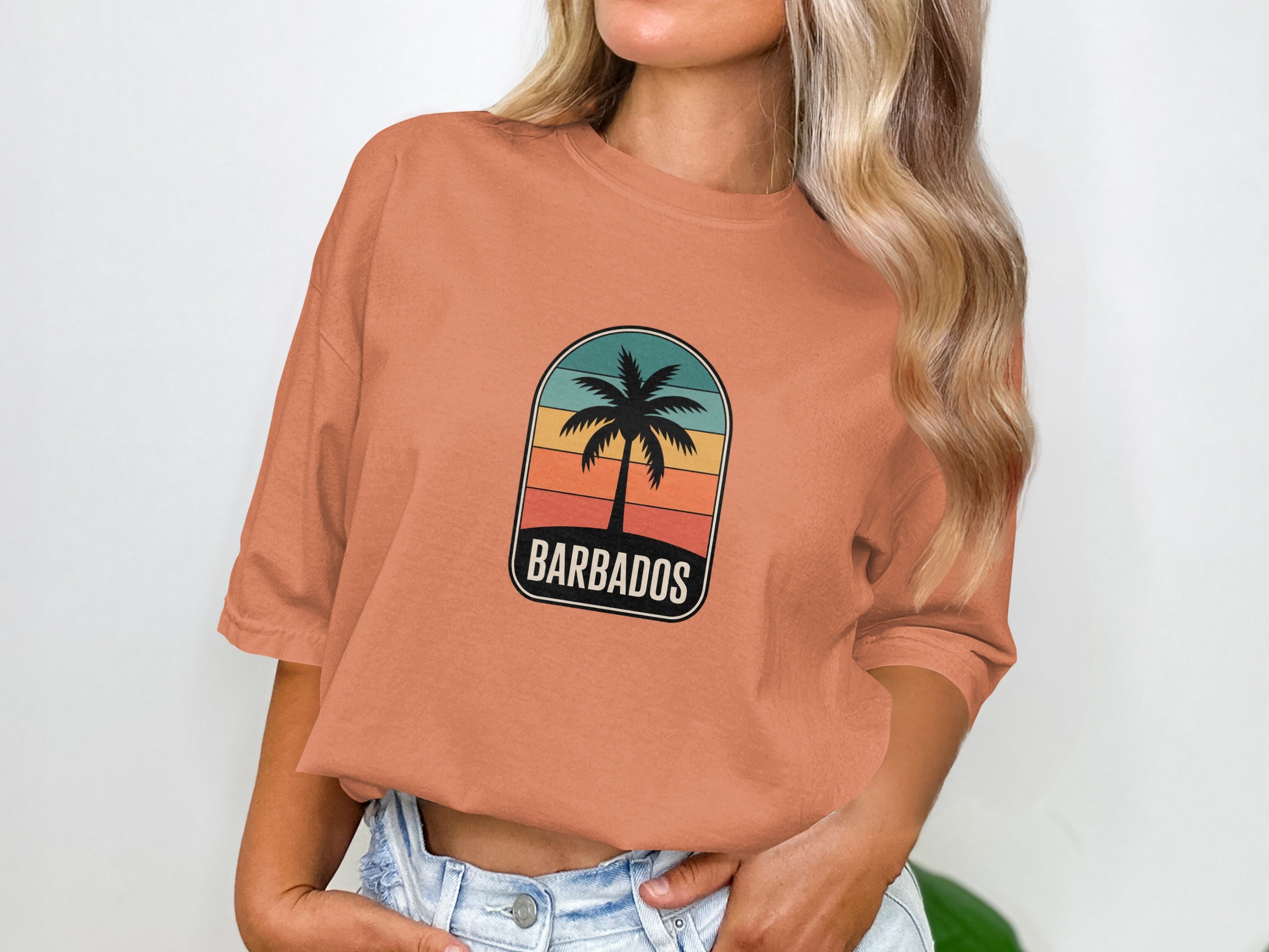 Vintage Barbados Sunset Palm Tree Graphic T-shirt product