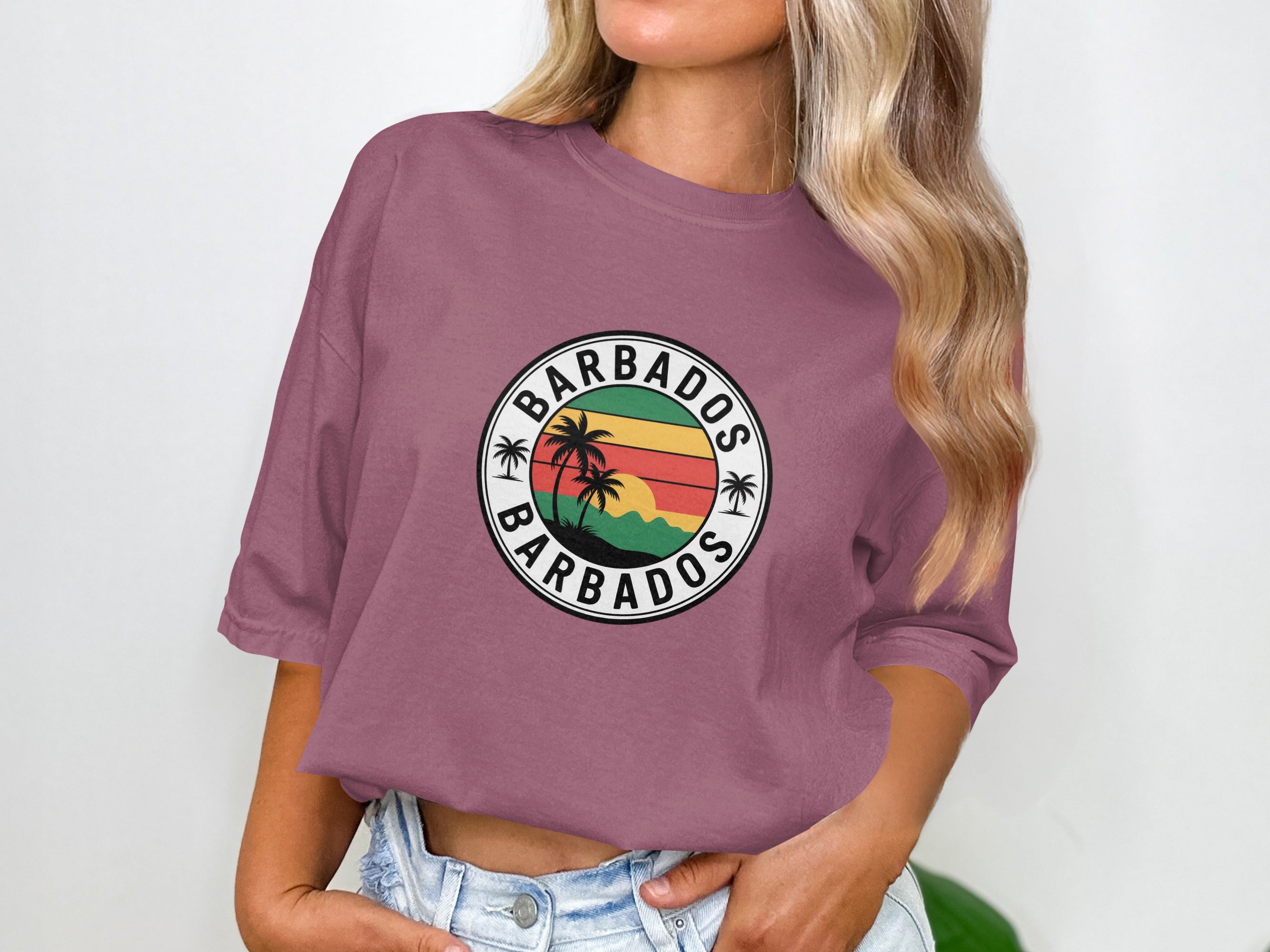 Barbados Graphic T-Shirt with Tropical Island Logo product type