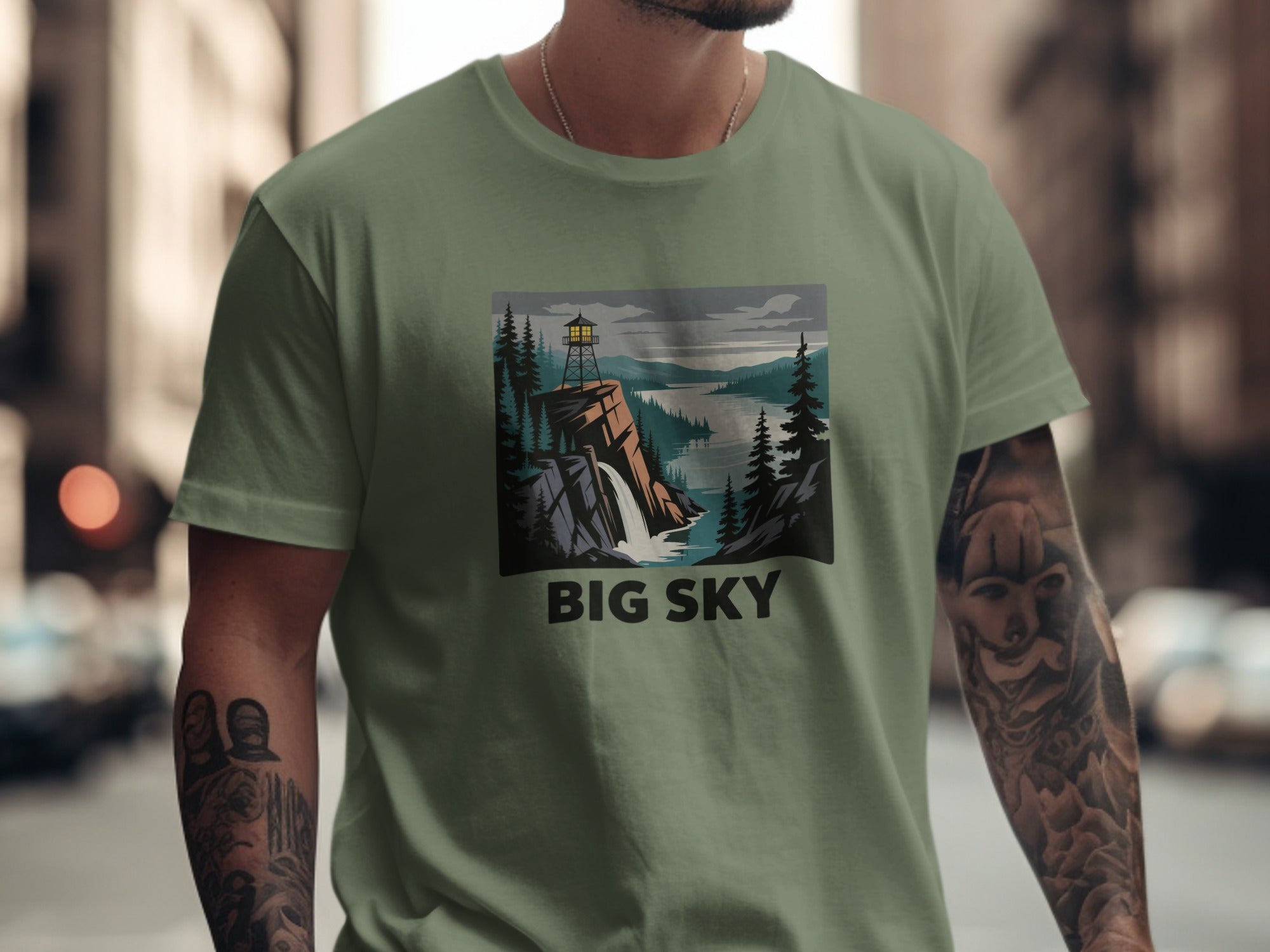 Big Sky Scenic Coastal Mountains Graphic T-Shirt