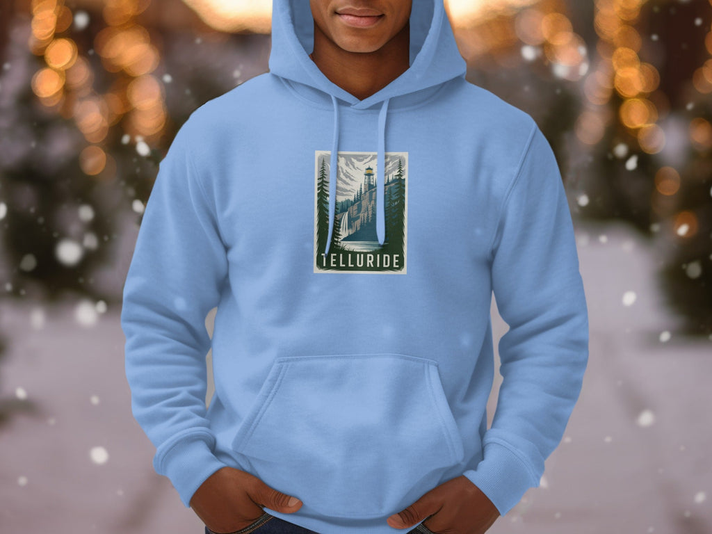 Telluride Mens Hoodies Telluride Tower with Waterfall Hoodie