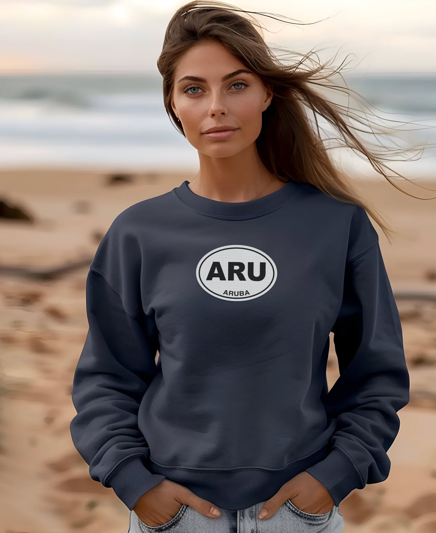 ARUBA ARU Oval Design Navy Sweatshirt product