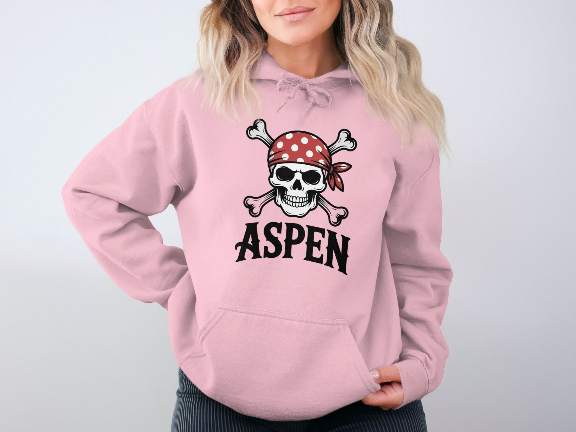 Aspen Pink Skull and Crossbones Hoodies product