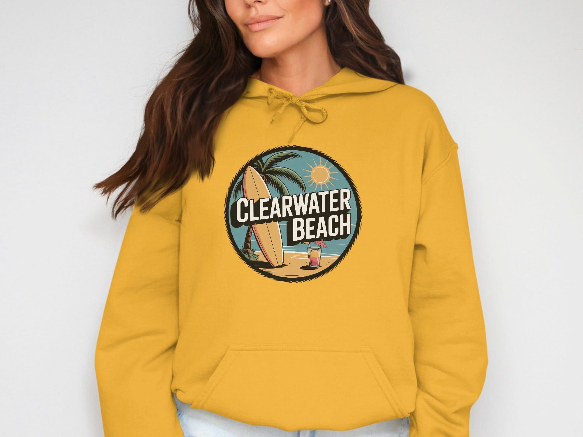 Clearwater Beach Surfing Design Hooded Sweatshirt product type