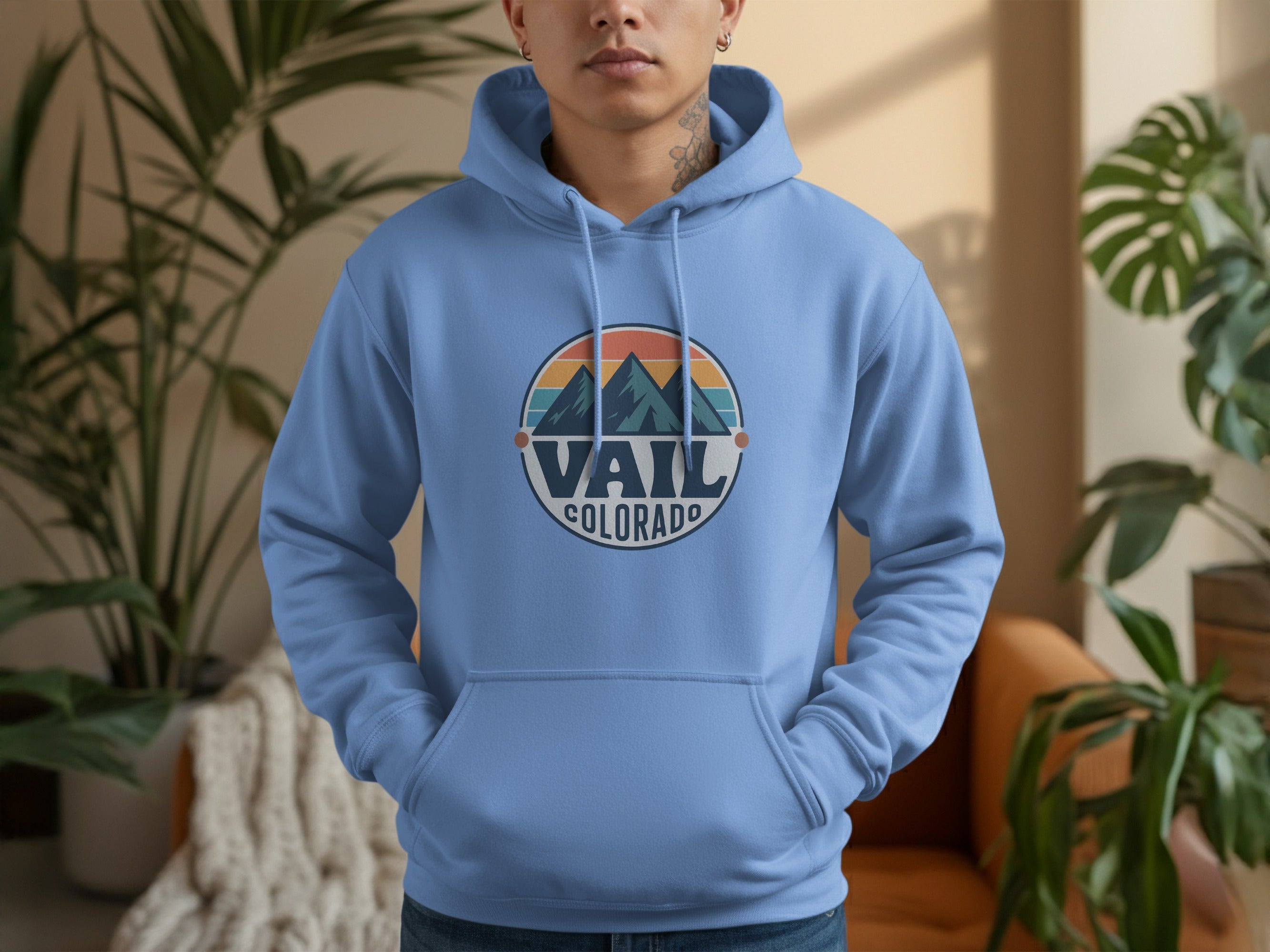 Cozy Blue Hoodie with Vail Colorado Design product