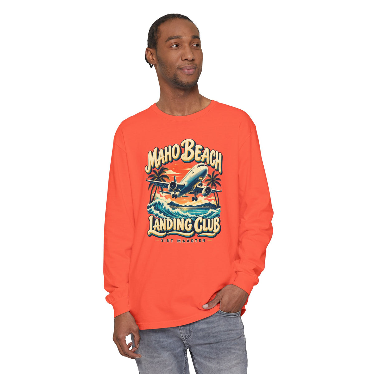 Maho Beach Landing Club Sint Maarten Comfort Colors 6014 Long-Sleeve T-Shirt