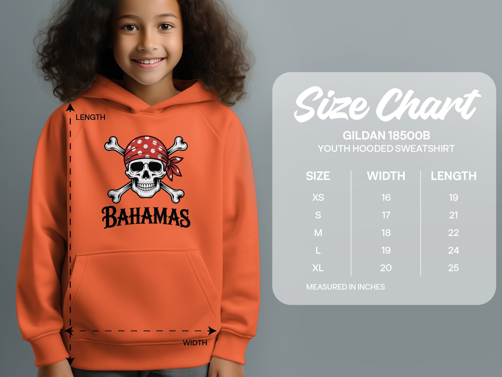 Bahamas Skull Print Graphic Youth Hooded Sweatshirt product