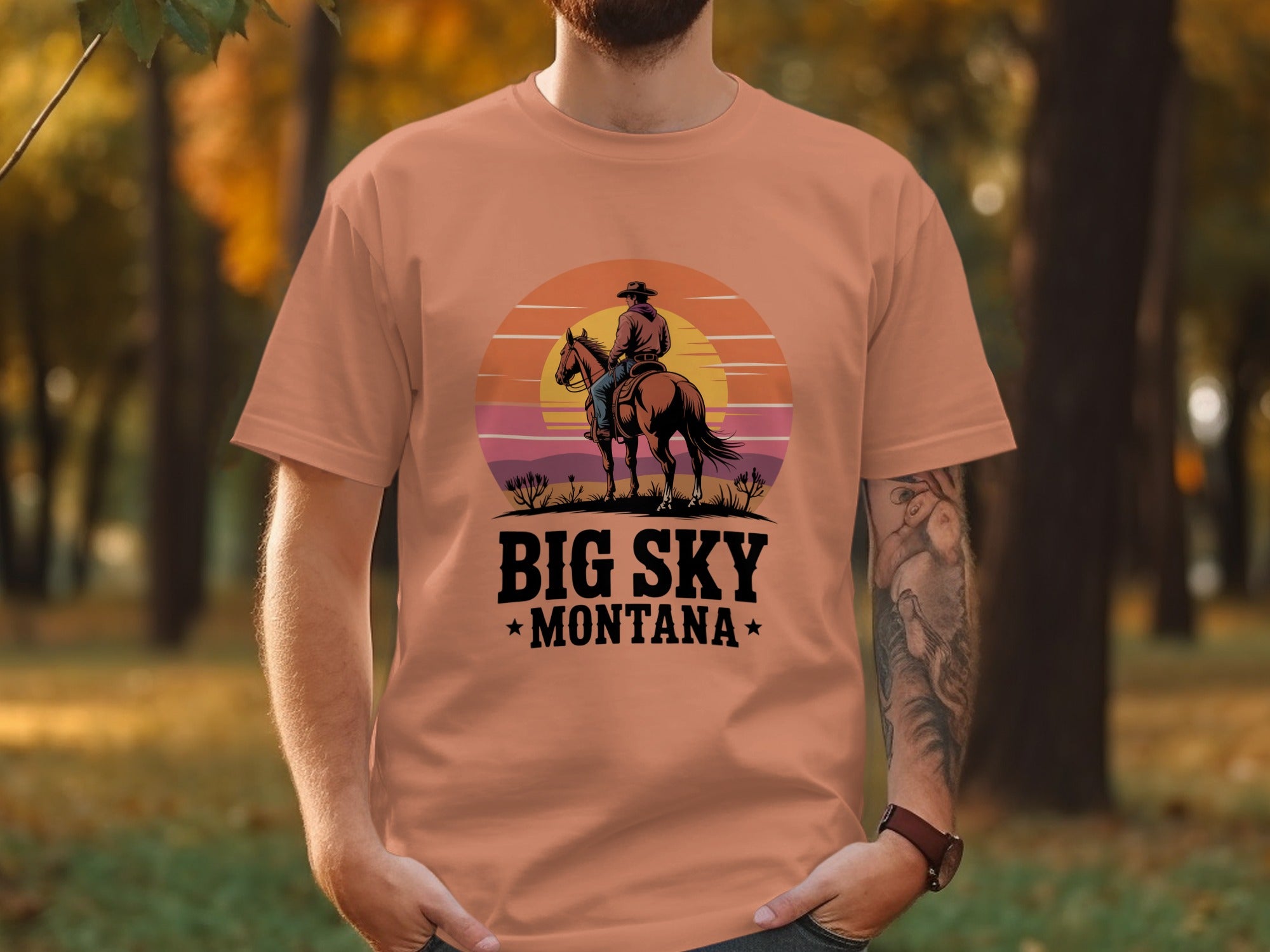 Big Sky Montana Cowboy Nature Graphic T-Shirt product