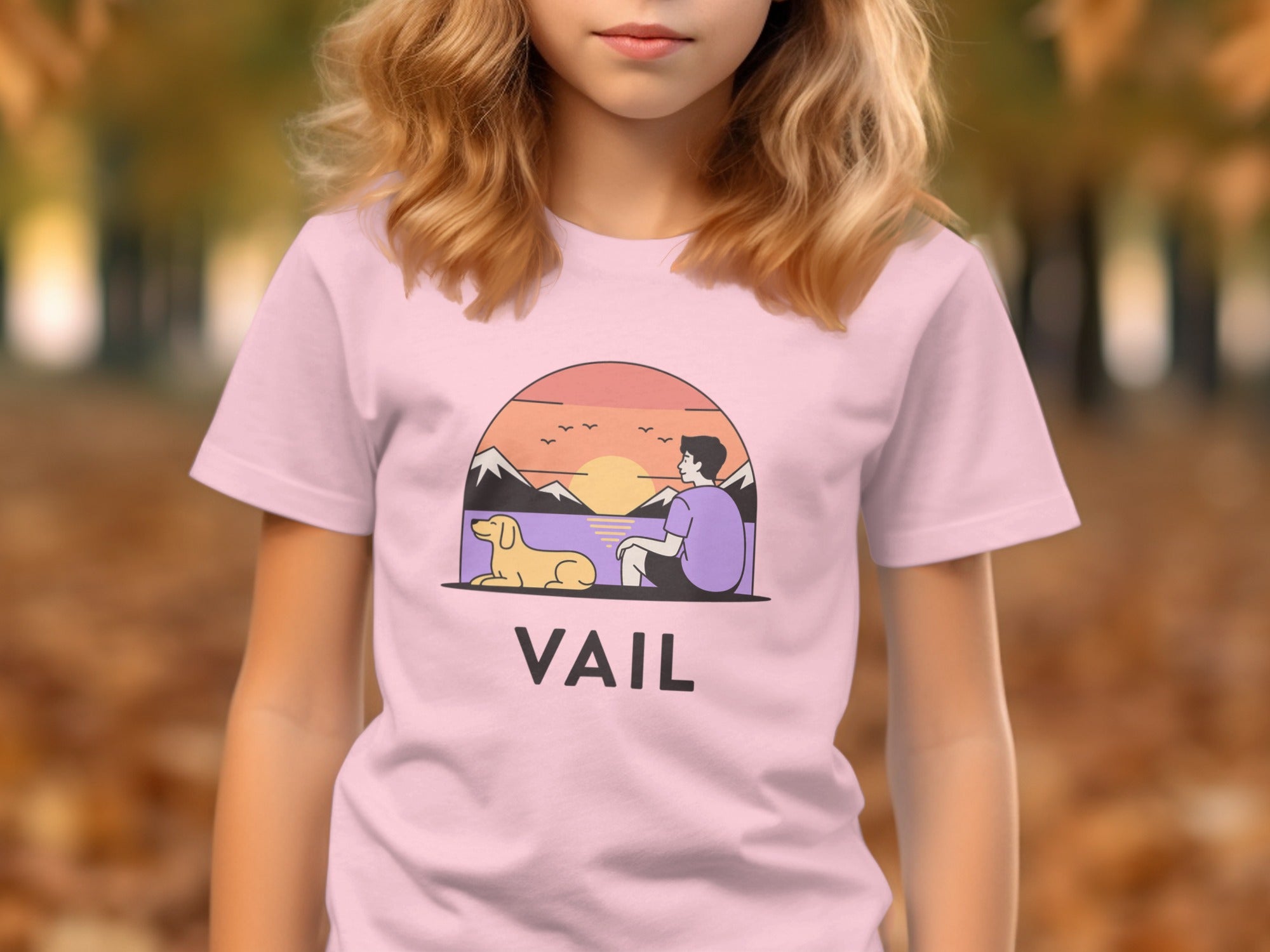 Vail Sunset Design with Dog Illustration T-Shirt product