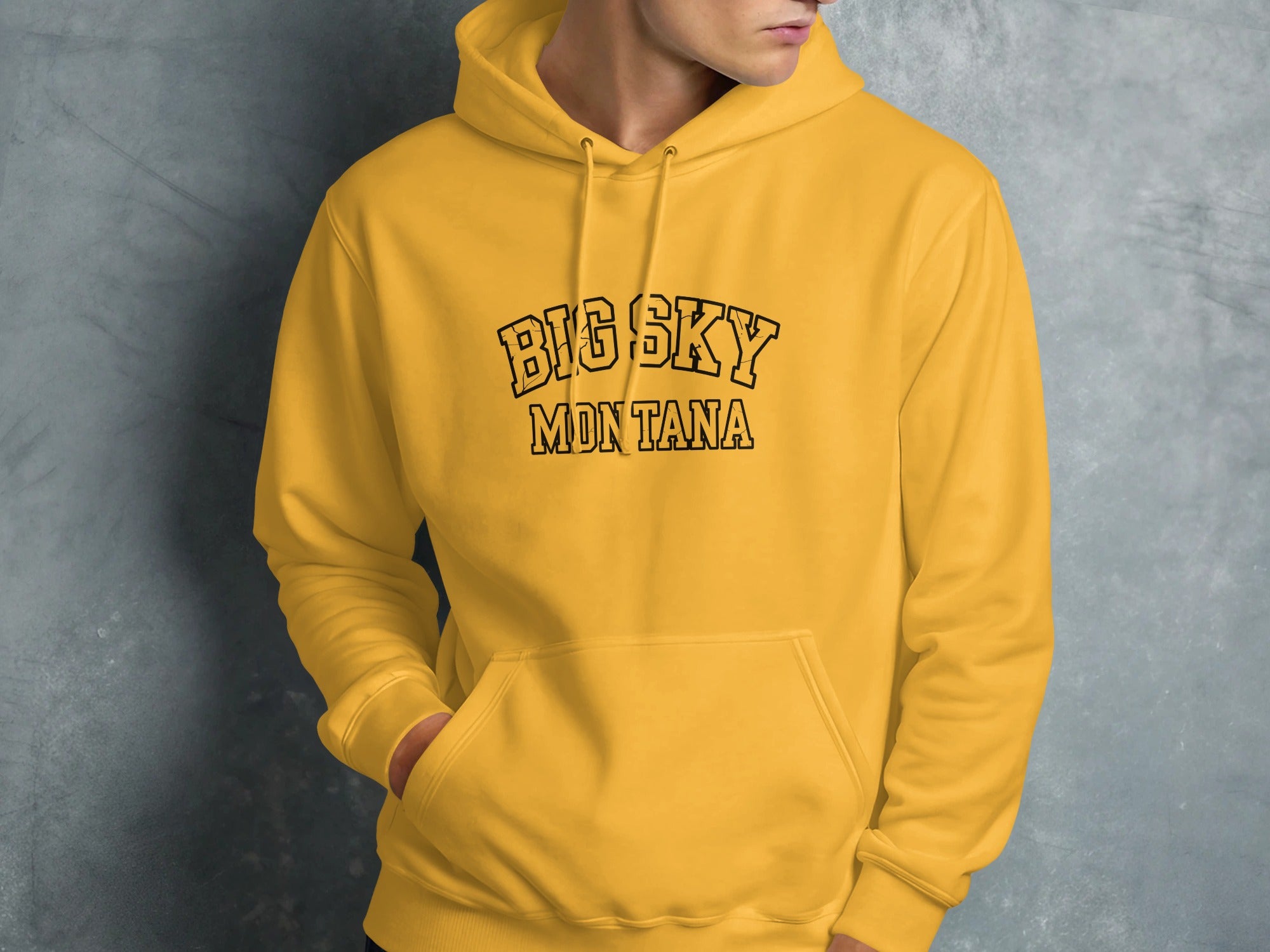 Big Sky Montana Yellow Hoodie Casual Wear