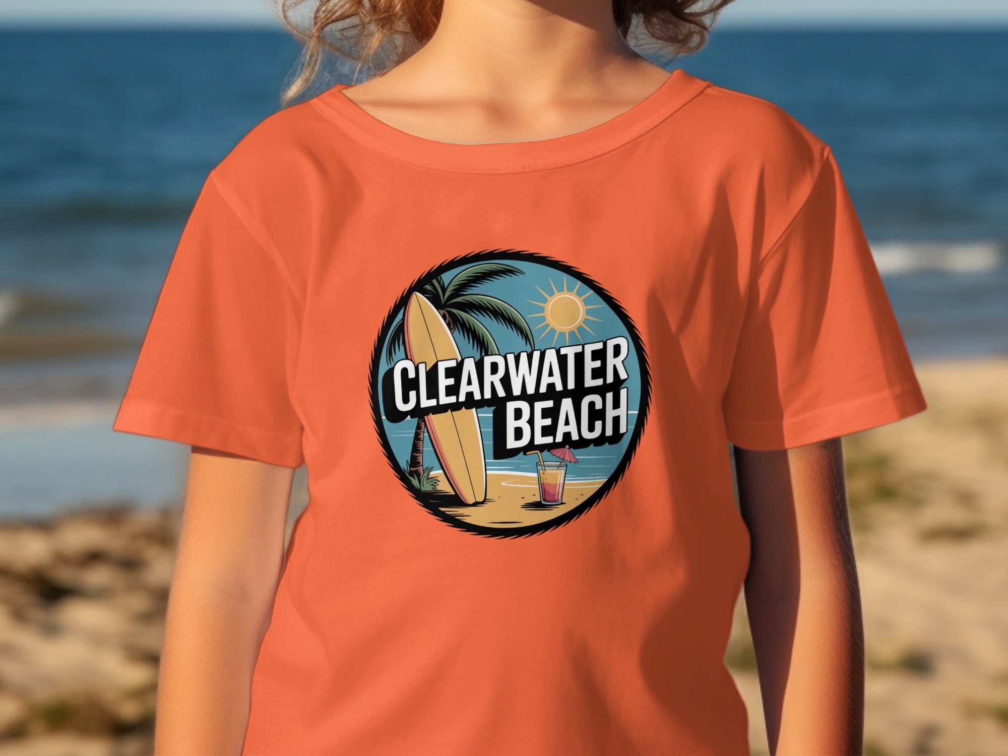 Clearwater Beach Surfboard and Palm Tree T-shirt product