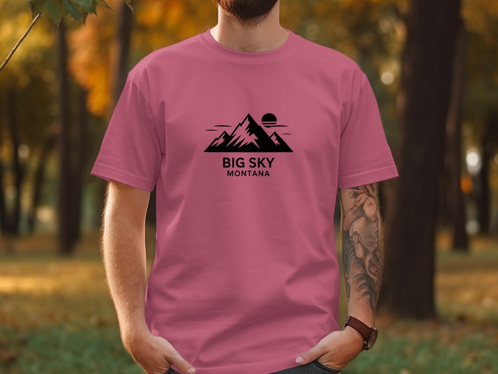 Big Sky Montana Mountain Print Casual T-shirt product
