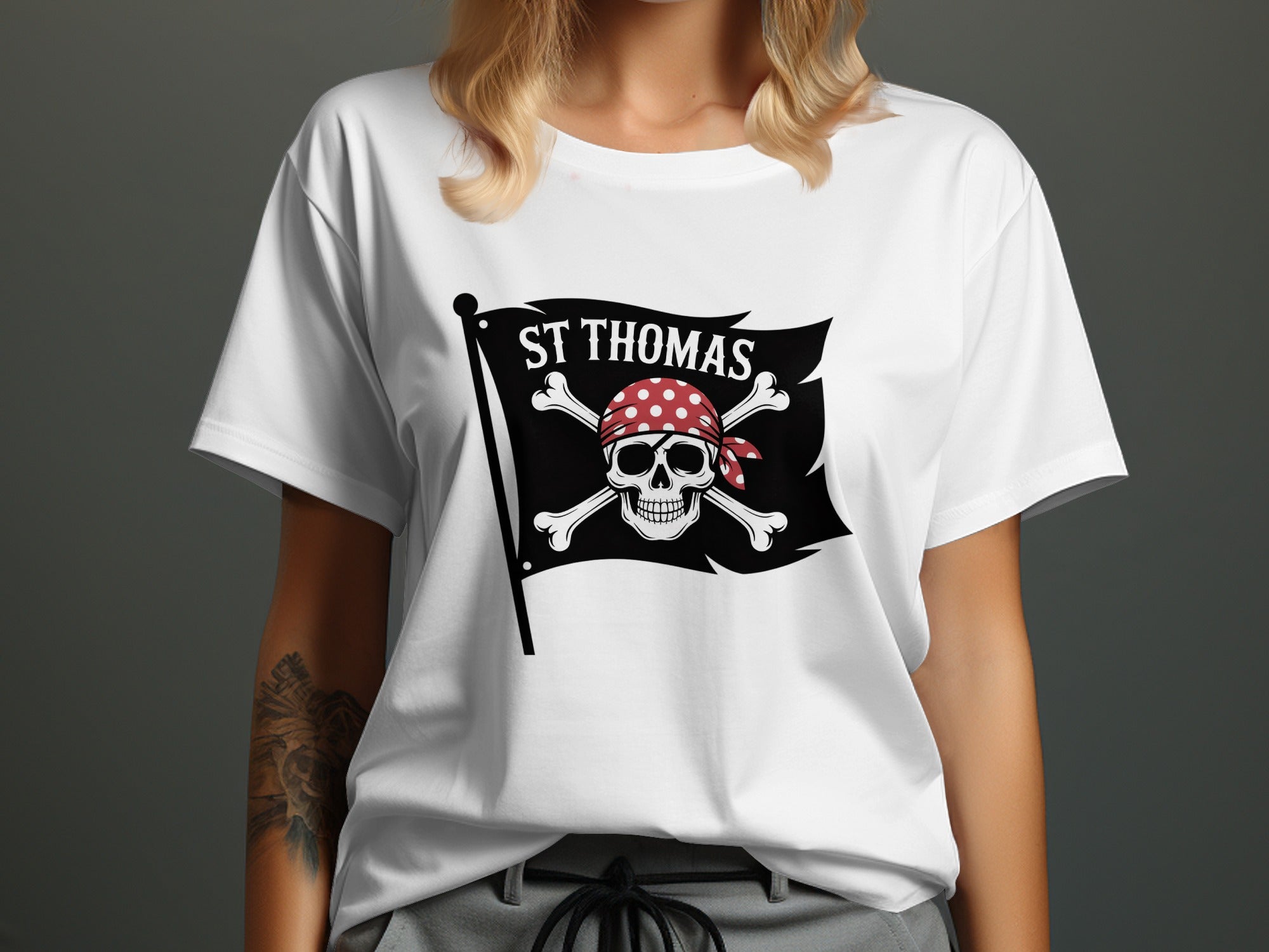 St Thomas Pirate Skull Crossbones Graphic Tee product