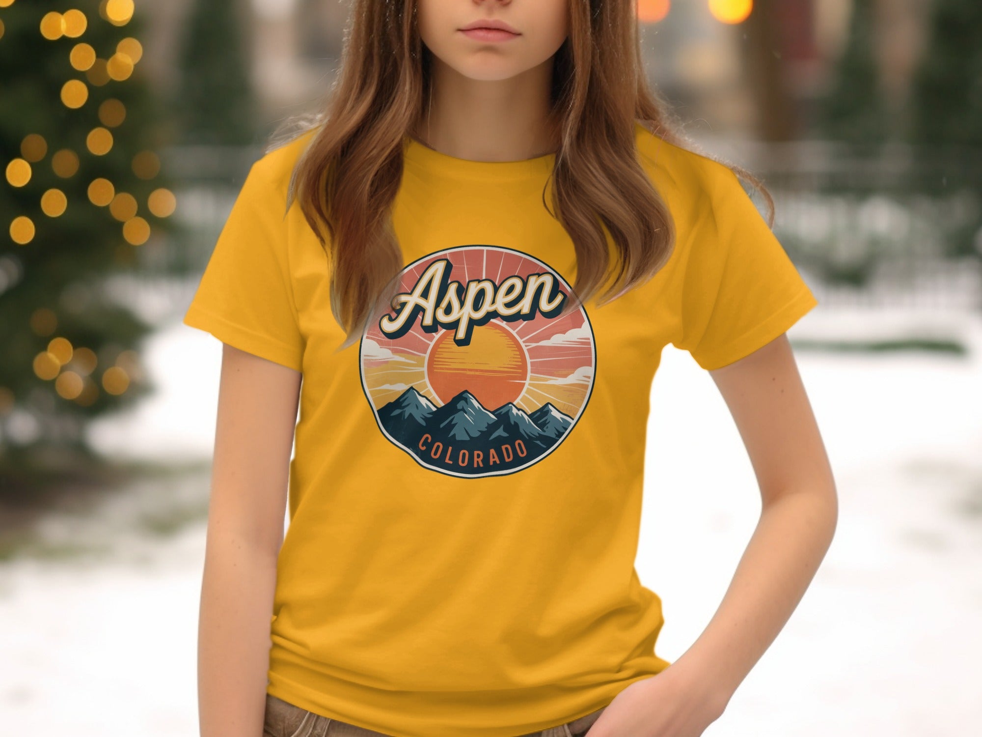 Aspen Colorado Vintage Sunset Graphic Tee