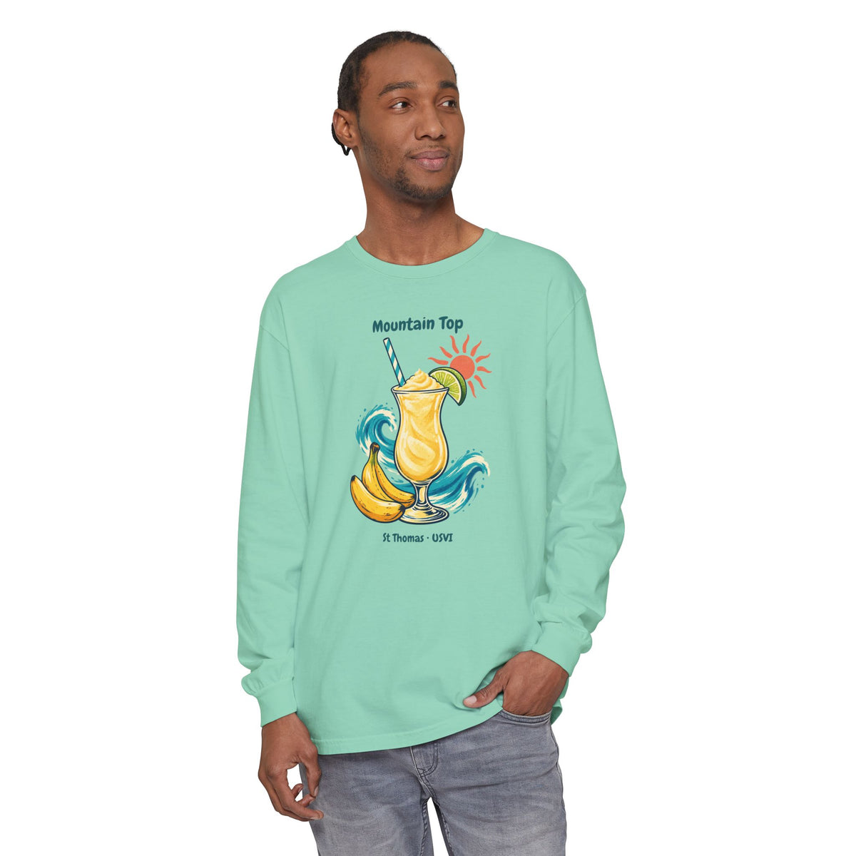 Mountain Top St. Thomas USVI Comfort Colors 6014 Long Sleeve T-Shirt