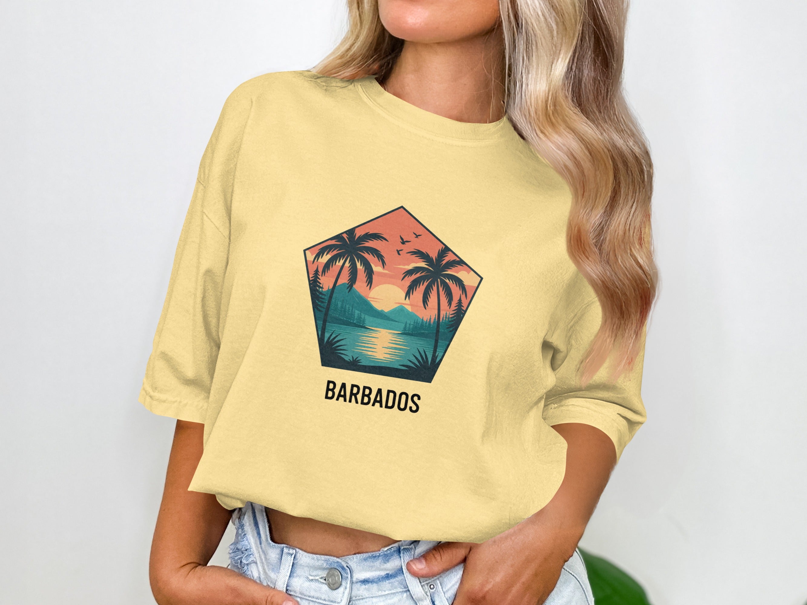 Tropical Sunset Barbados Themed Graphic T-Shirt product